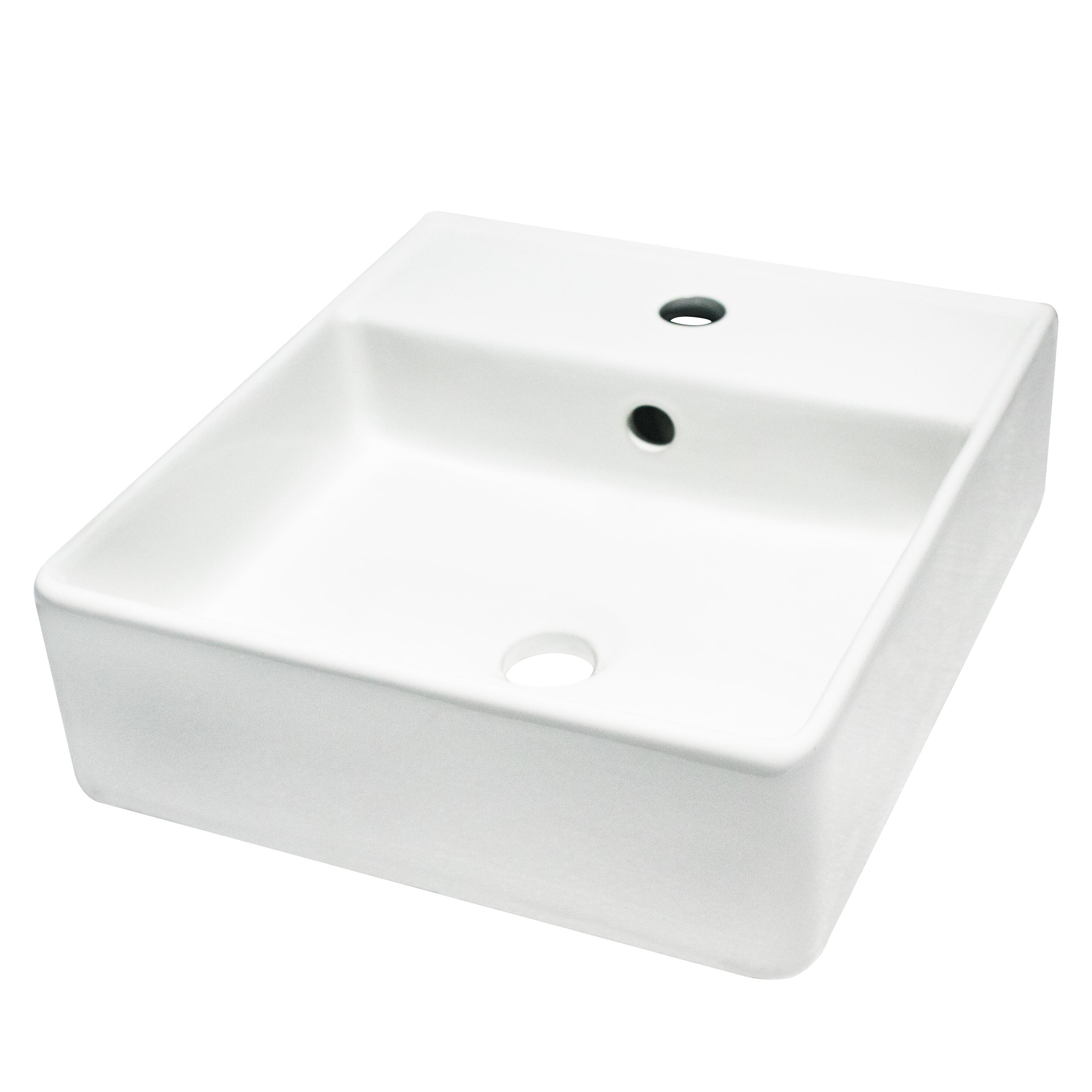 Lavabo da appoggio SENSEA quadrato in ceramica L 37 x H 12 x P 41.5 cm bianco lucido piletta non inclusa - 6