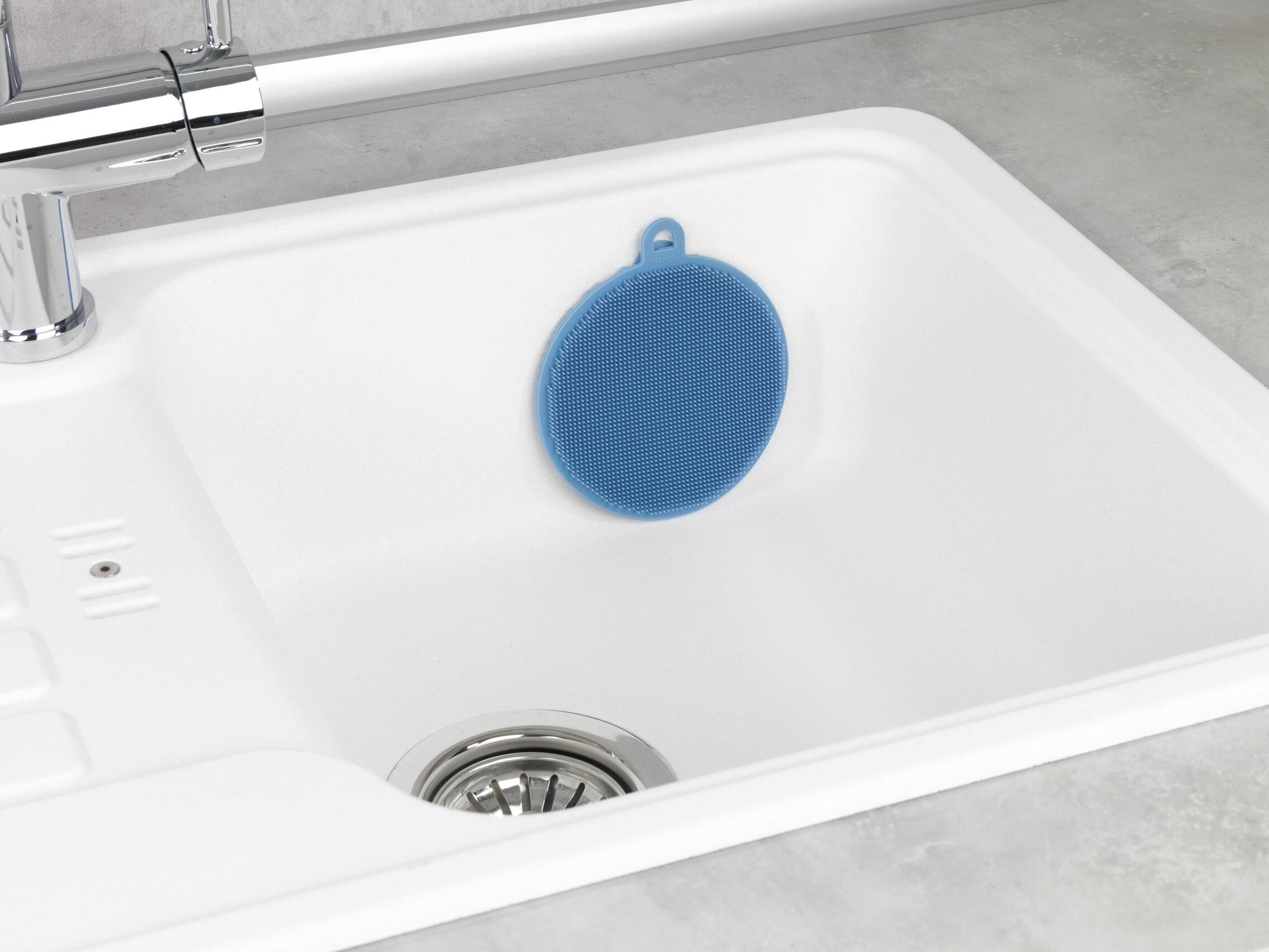 Lot de 2 éponges rondes en silicone, bleu et gris - 9