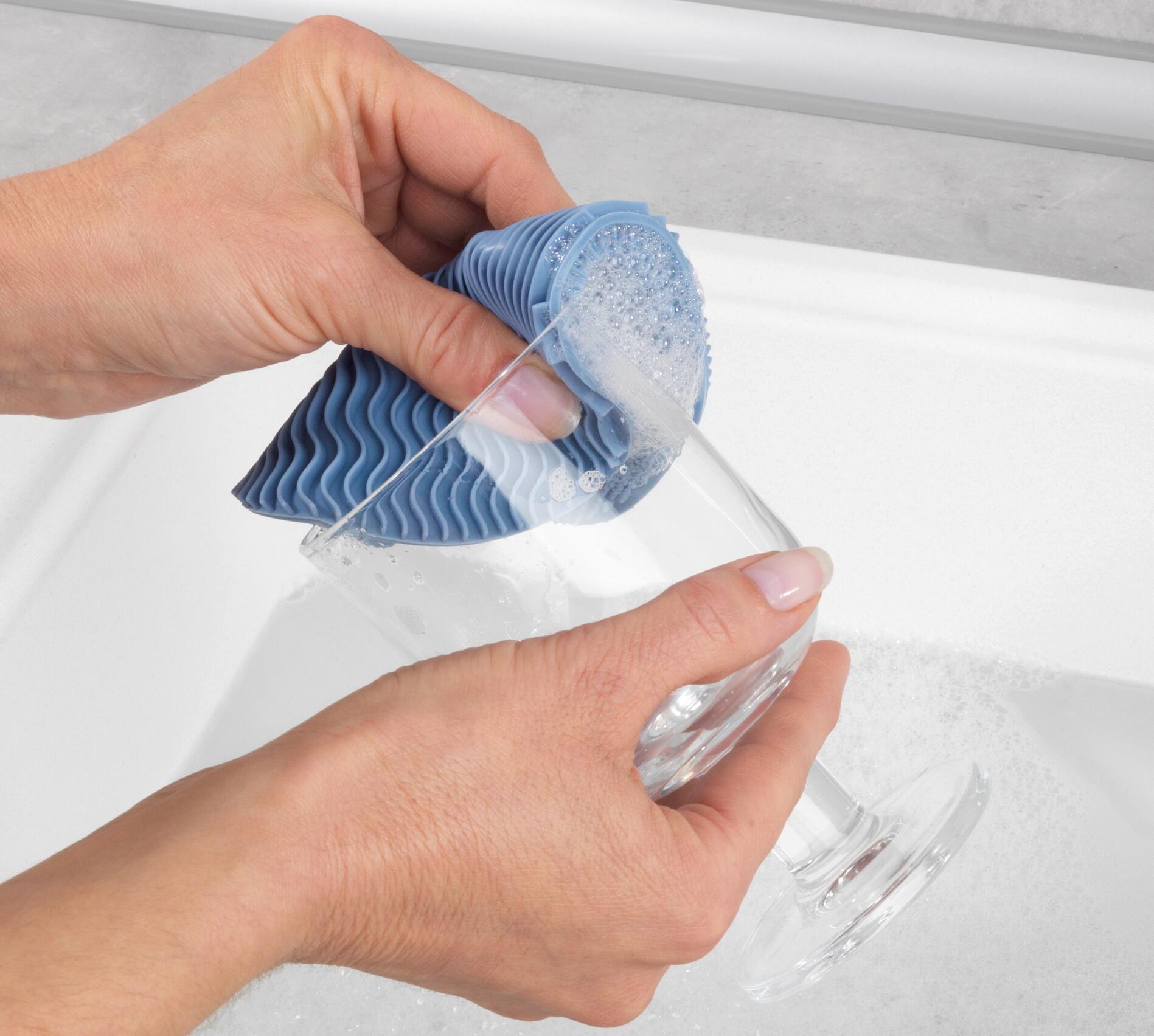 Lot de 2 éponges rondes en silicone, bleu et gris - 6