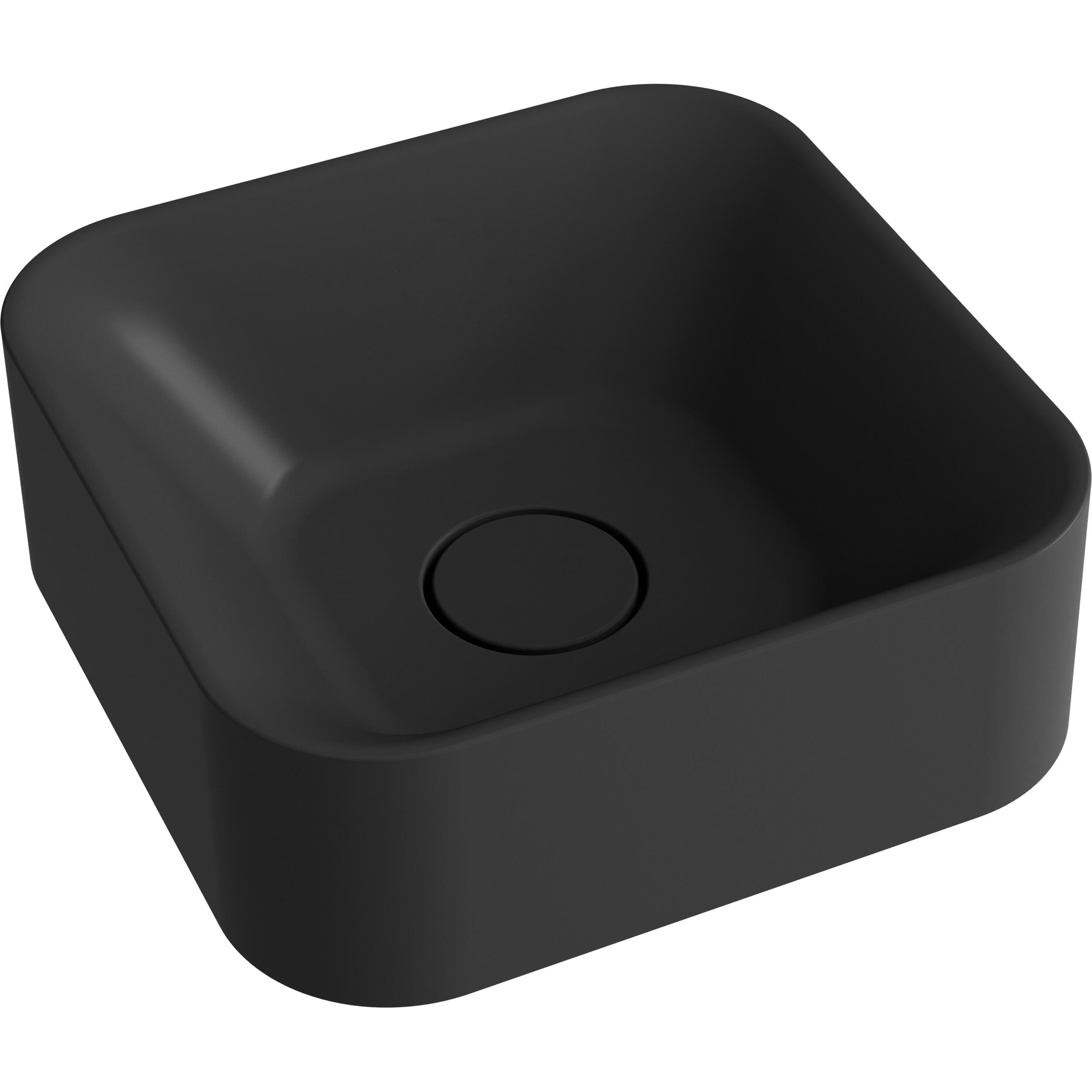 Lavabo da appoggio SENSEA quadrato in composito minerale di resina gelificata L 38 x H 15.3 x P 12.2 cm nero opaco piletta non inclusa - 3
