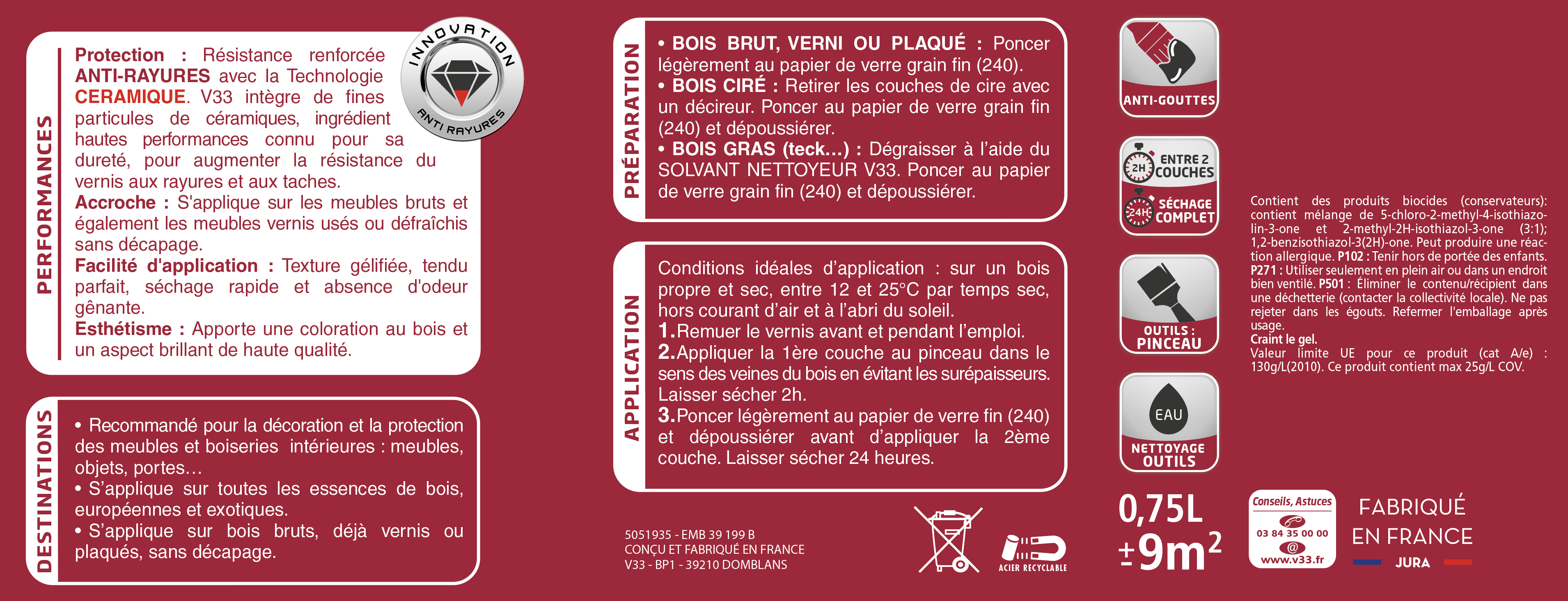 Vernis meuble et objet V33, incolore brillant, 0.75l - 4