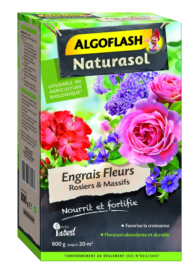 Engrais rosiers, conifères et arbustes d'ornement ALGOFLASH NATURASOL 16 m²