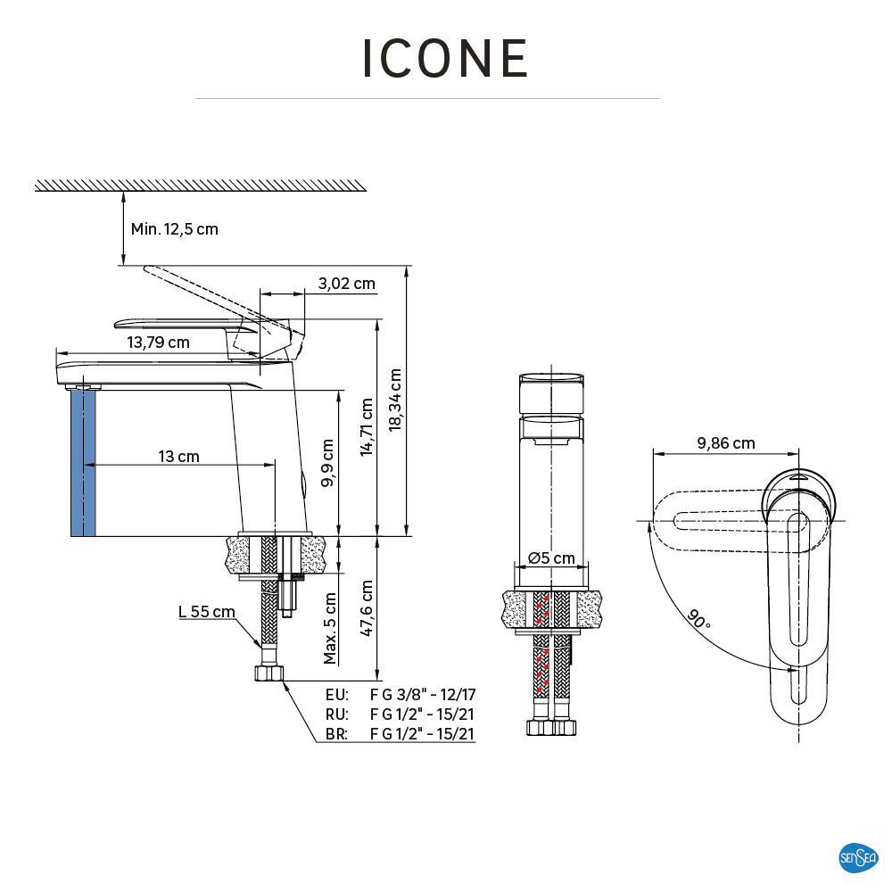 Bateria umywalkowa chrom Icone Sensea - 21