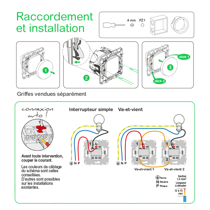 Installation interrupteur simple odace 