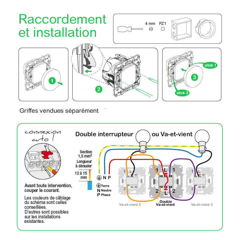 Double interrupteur va-et-vient à assembler Odace, SCHNEIDER ELECTRIC, blanc - 3