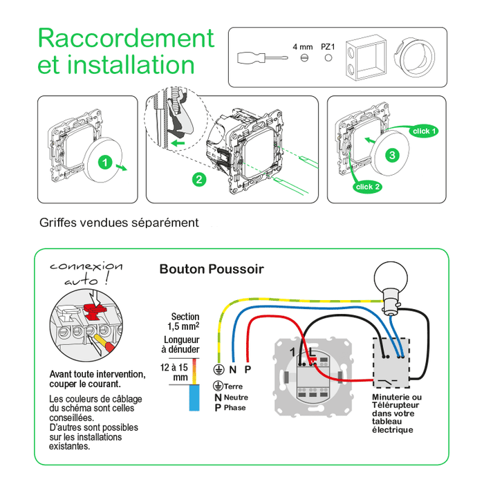 installation bouton poussoir odace 