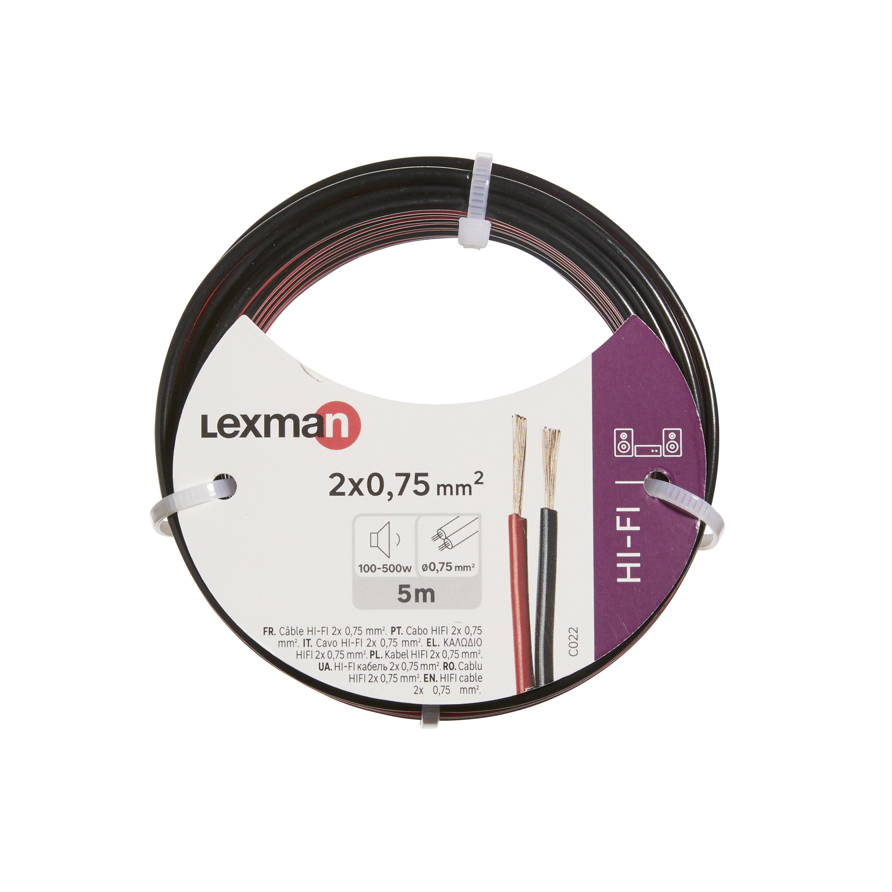 Câble Hi-fi 2 x 0.75 mm² L.5 m noir / rouge LEXMAN | Leroy Merlin