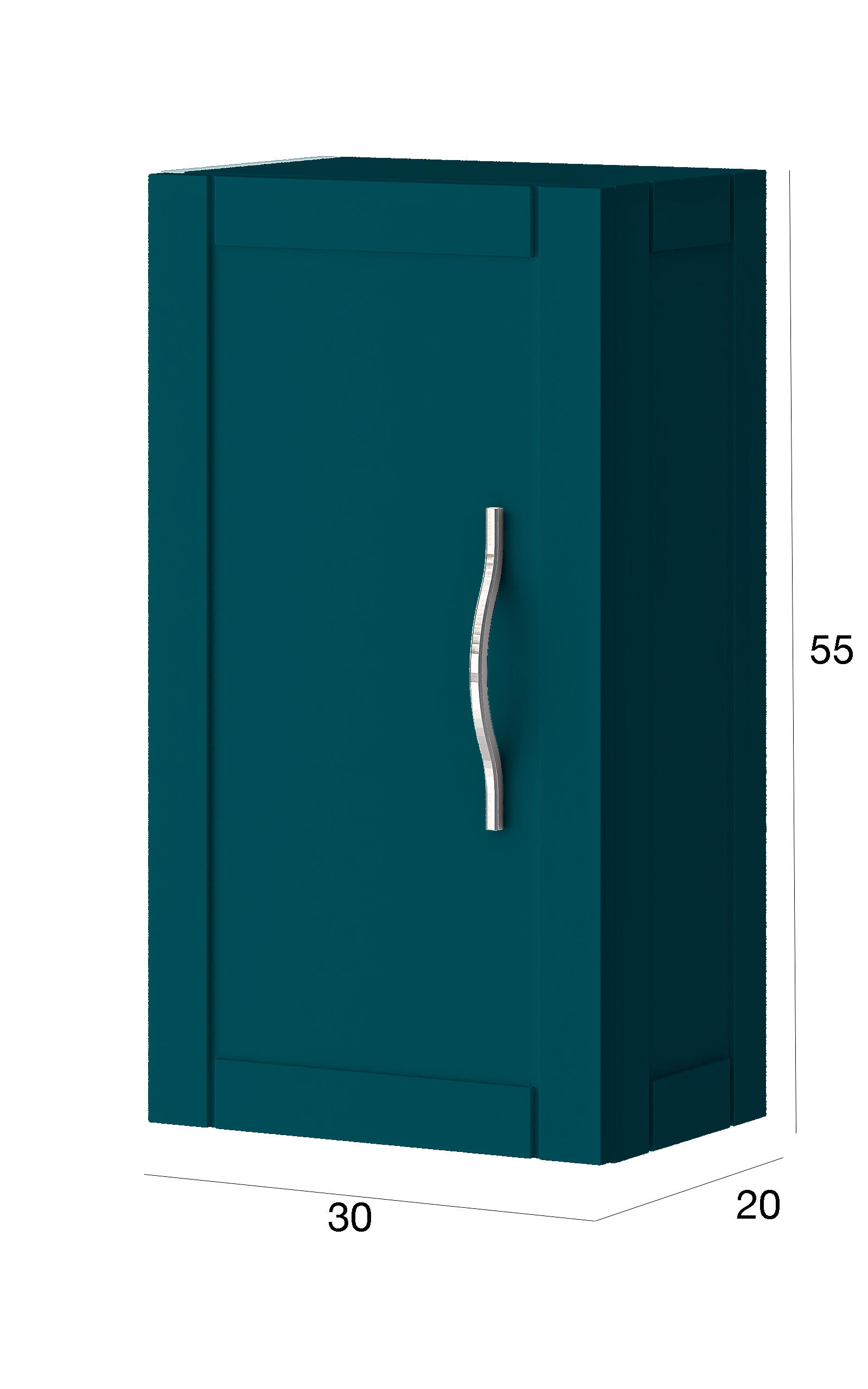 Pensile bagno Tiffany blu petrolio in mdf BADEN HAUS, 1 anta apertura da sinistra P 20 x L 30 x H 55 cm - 5