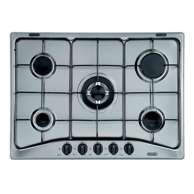 Piano cottura 5 fuochi L 68 cm YAF 57 ASV DE'LONGHI silver griglie in acciaio smaltato