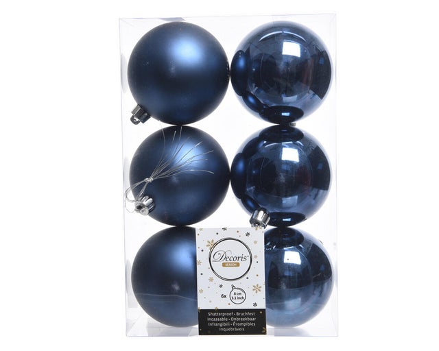 Conjunto de 6 bolas de natal ⌀8 cm azul