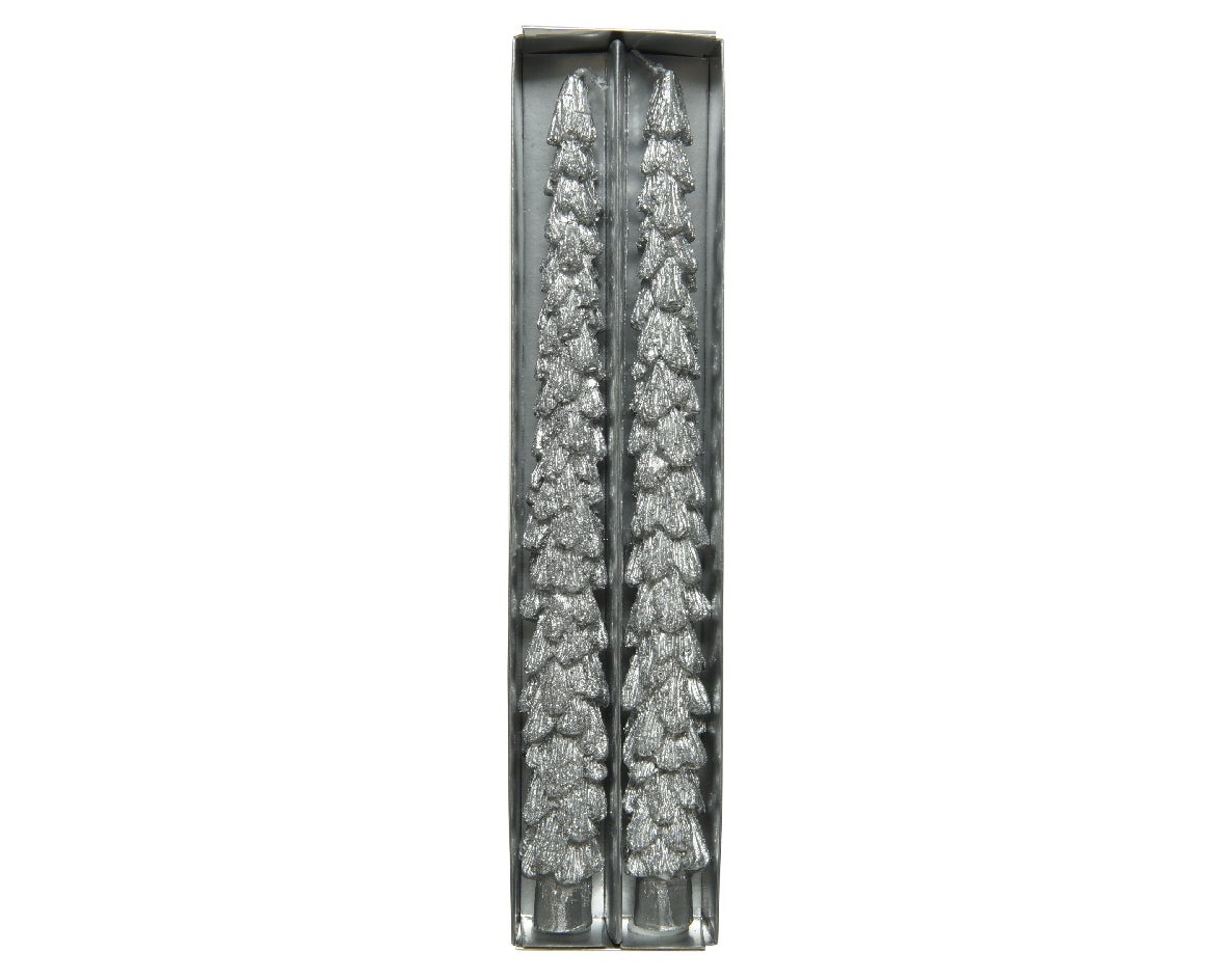 Tige de pomme de pin métallique pailletée argent 28