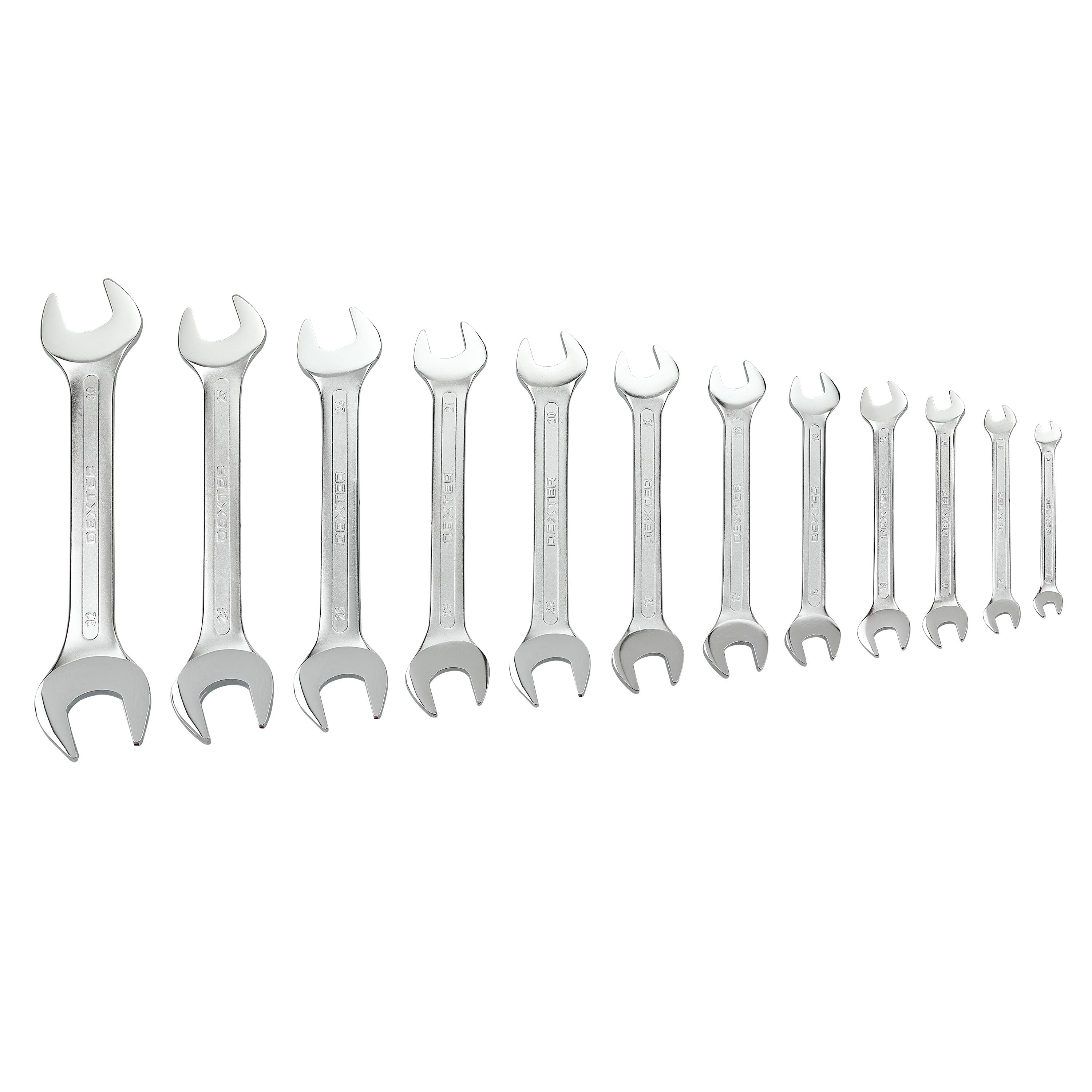 Jeu de 12 clés plates DEXTER en acier chrome vanadium - 2