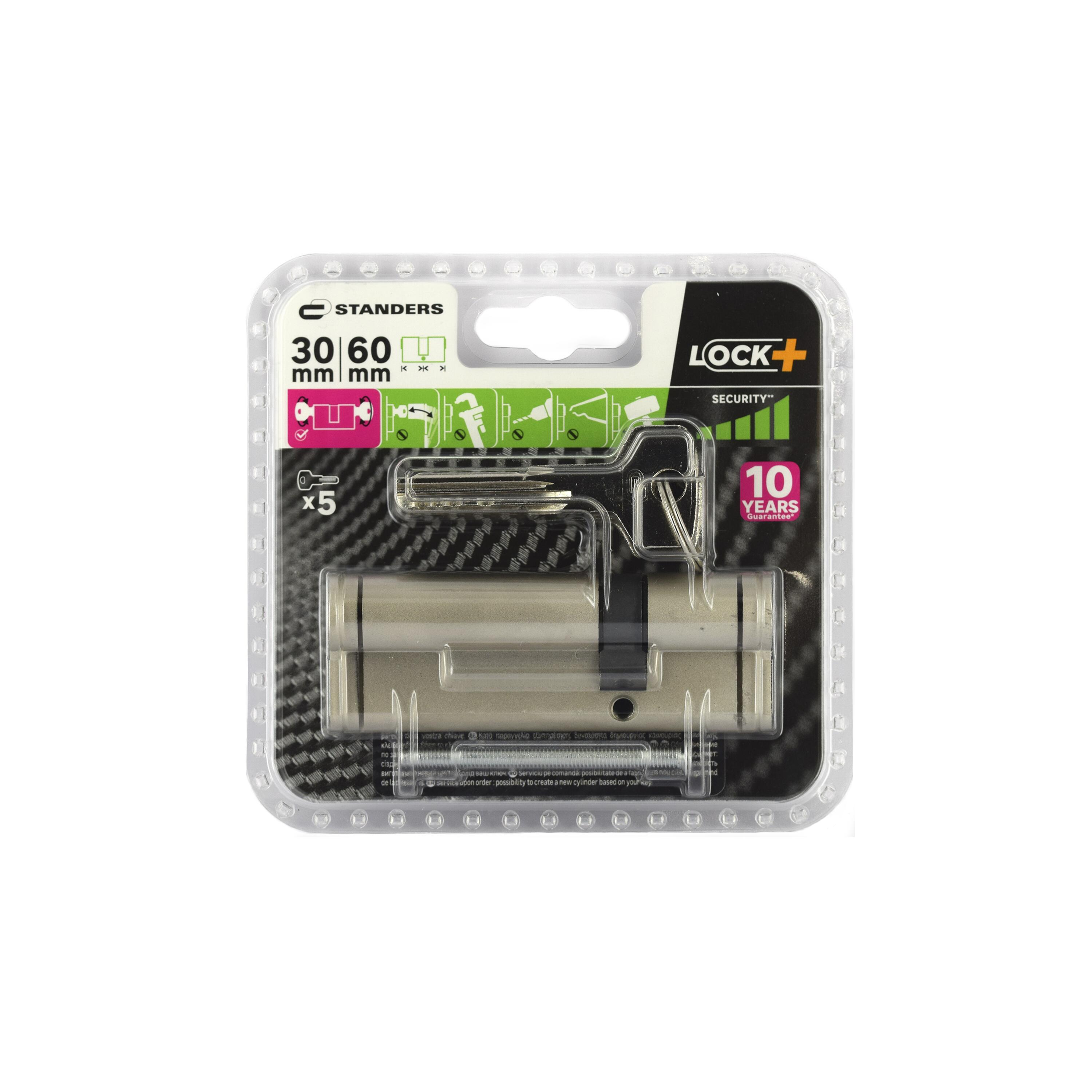 Cylindre de serrure STANDERS Lock+ débrayable L.30 + 60mm 5 clés - 7
