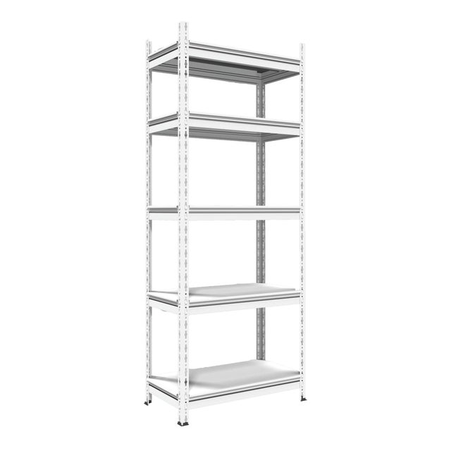 Scaffale in kit 5 ripiani L 100 x P 30 x H 200 cm bianco, portata per ripiano 200 kg