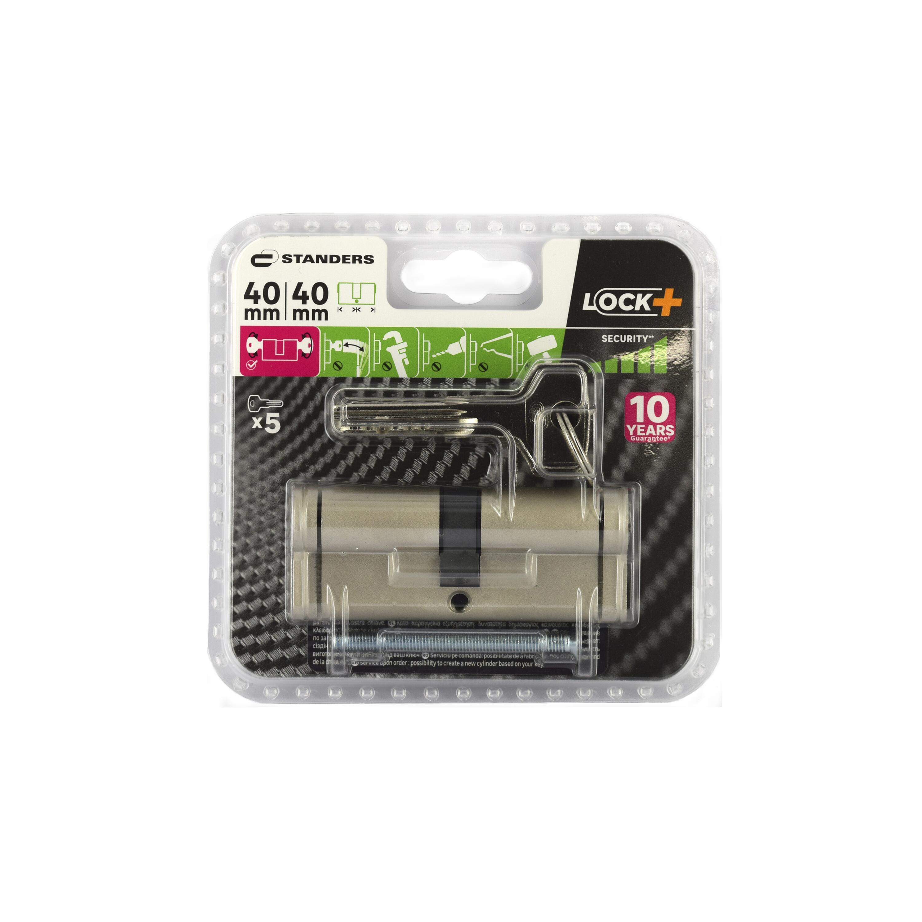 Cylindre de serrure STANDERS Lock+ débrayable L.40 + 40mm 5 clés - 5