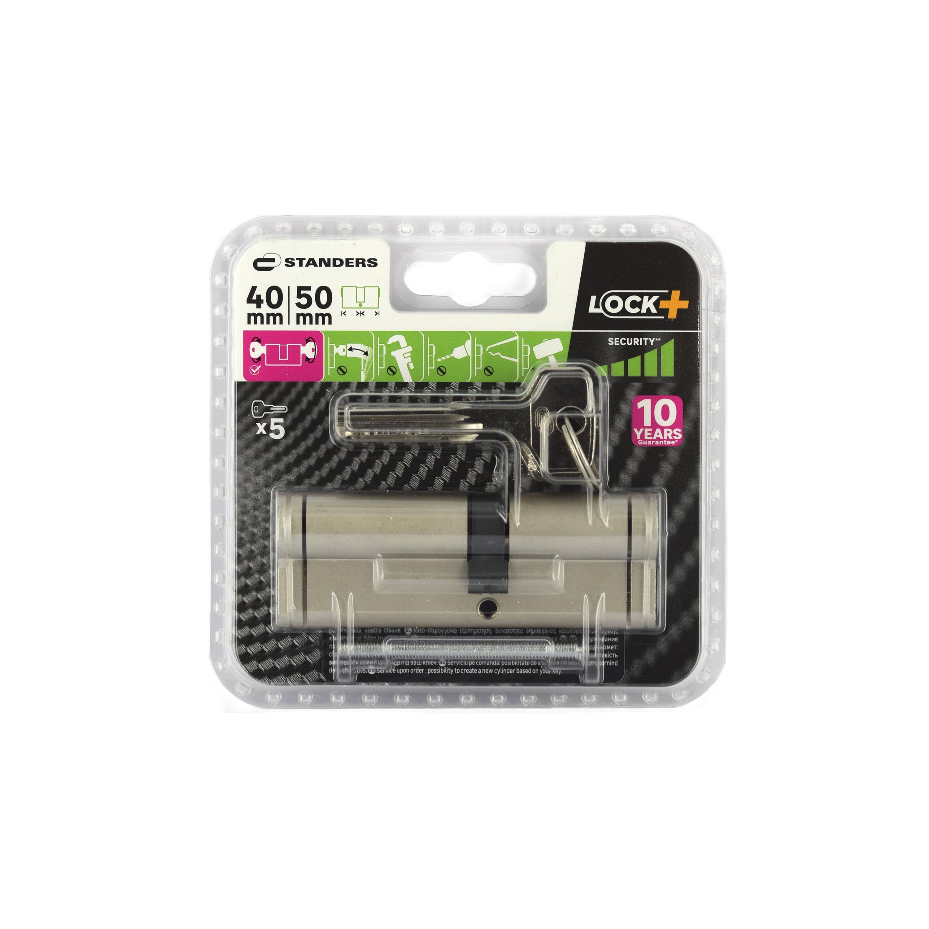Cylindre de serrure STANDERS Lock+ débrayable L.40 + 50mm 5 clés - 7