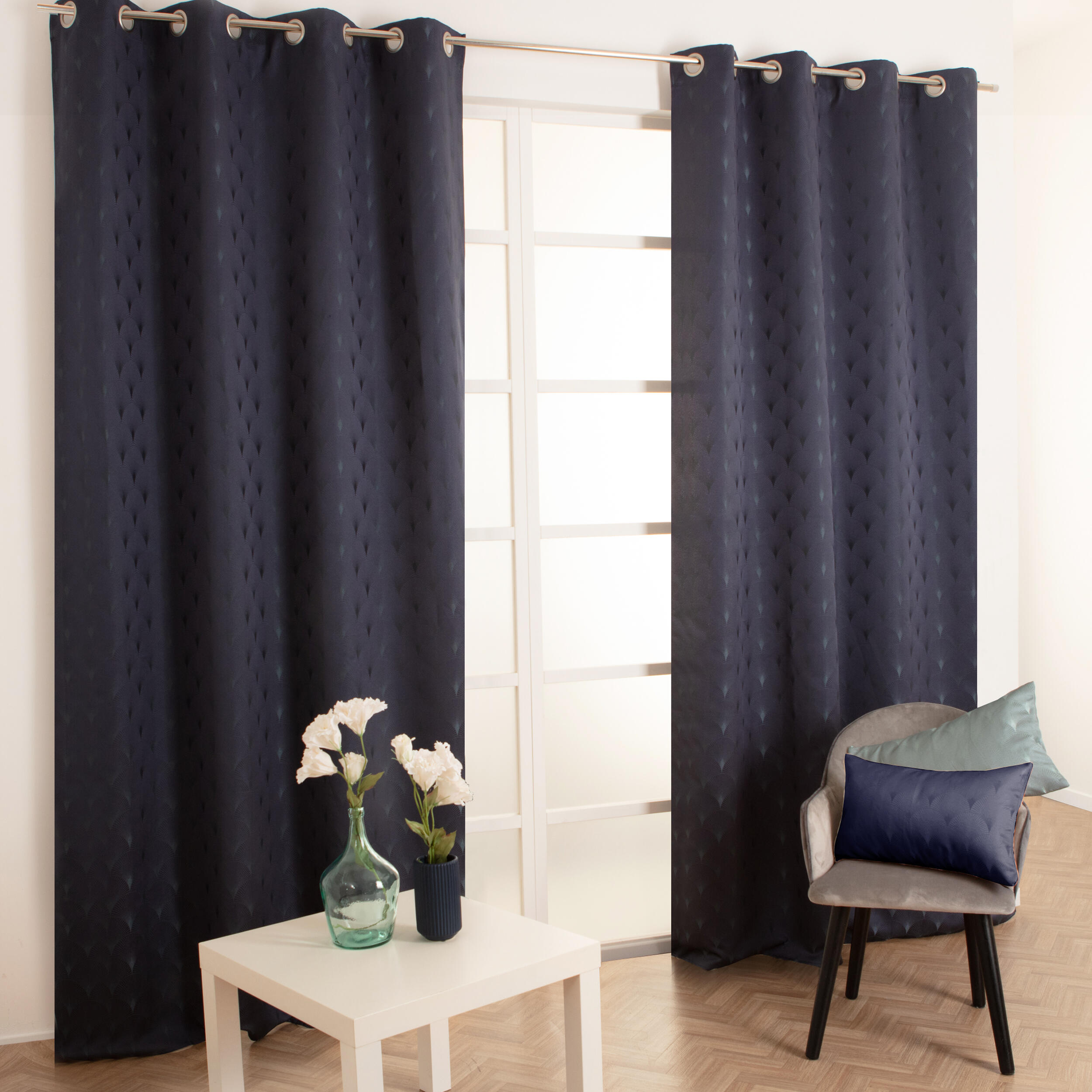Rideau tamisant, Sirena, bleu H.260 x l.140 cm - 4