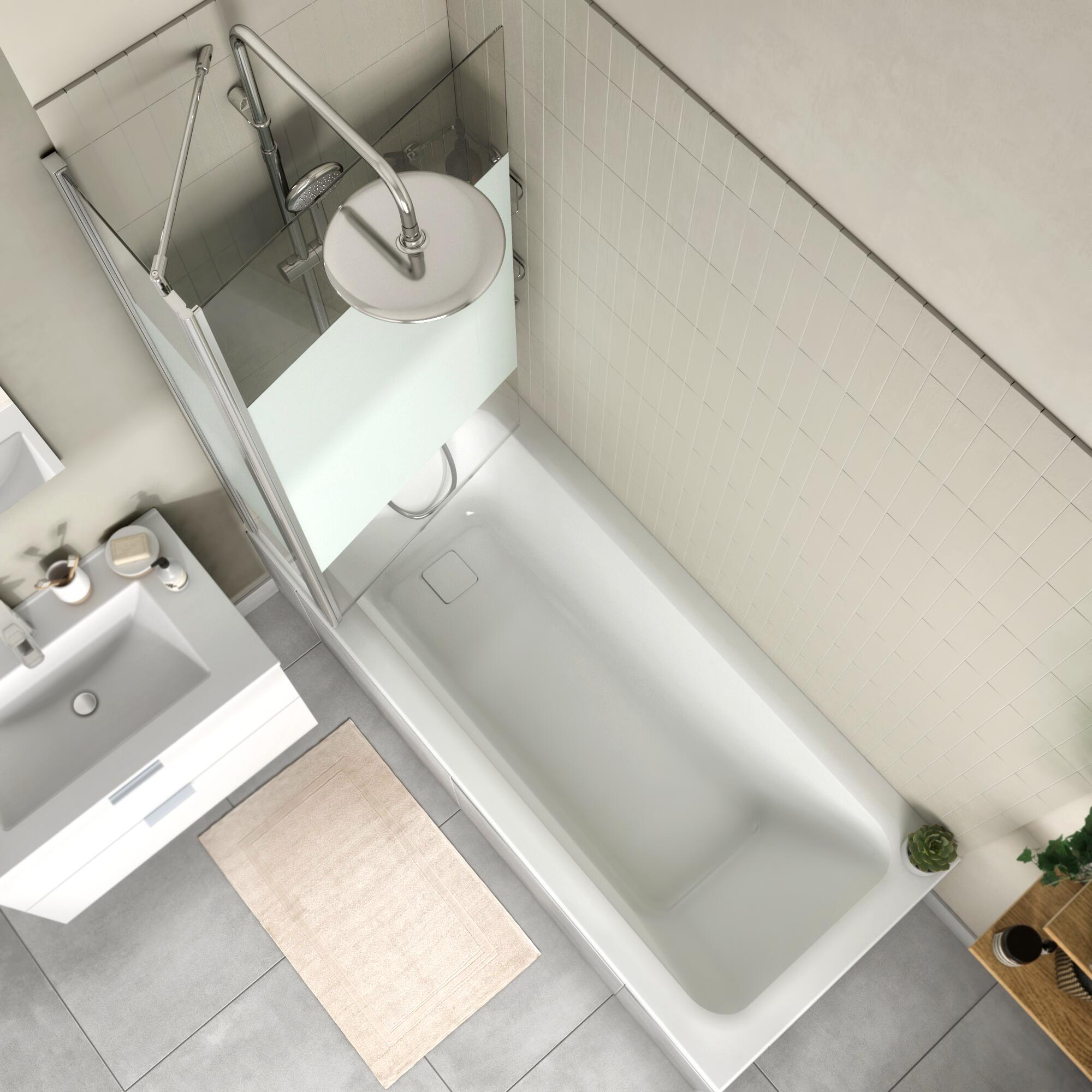 Pare-baignoire 2 volets fixe et pivotant sérigraphié chromé H.140 x l.103cm Esse - 3