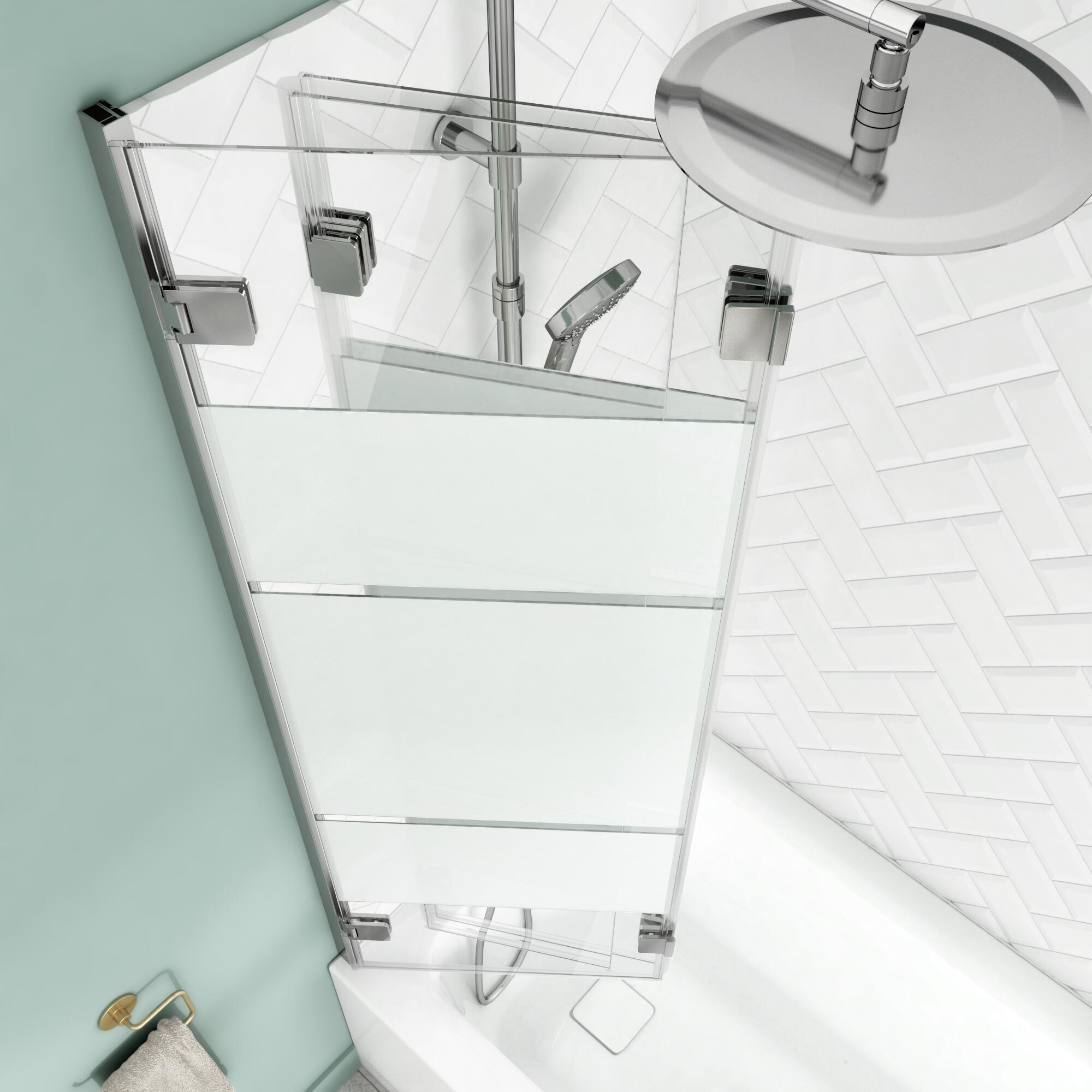 Pare-baignoire 3 volets pliable sérigraphié chromé H.150 x l.120cm Charm - 3