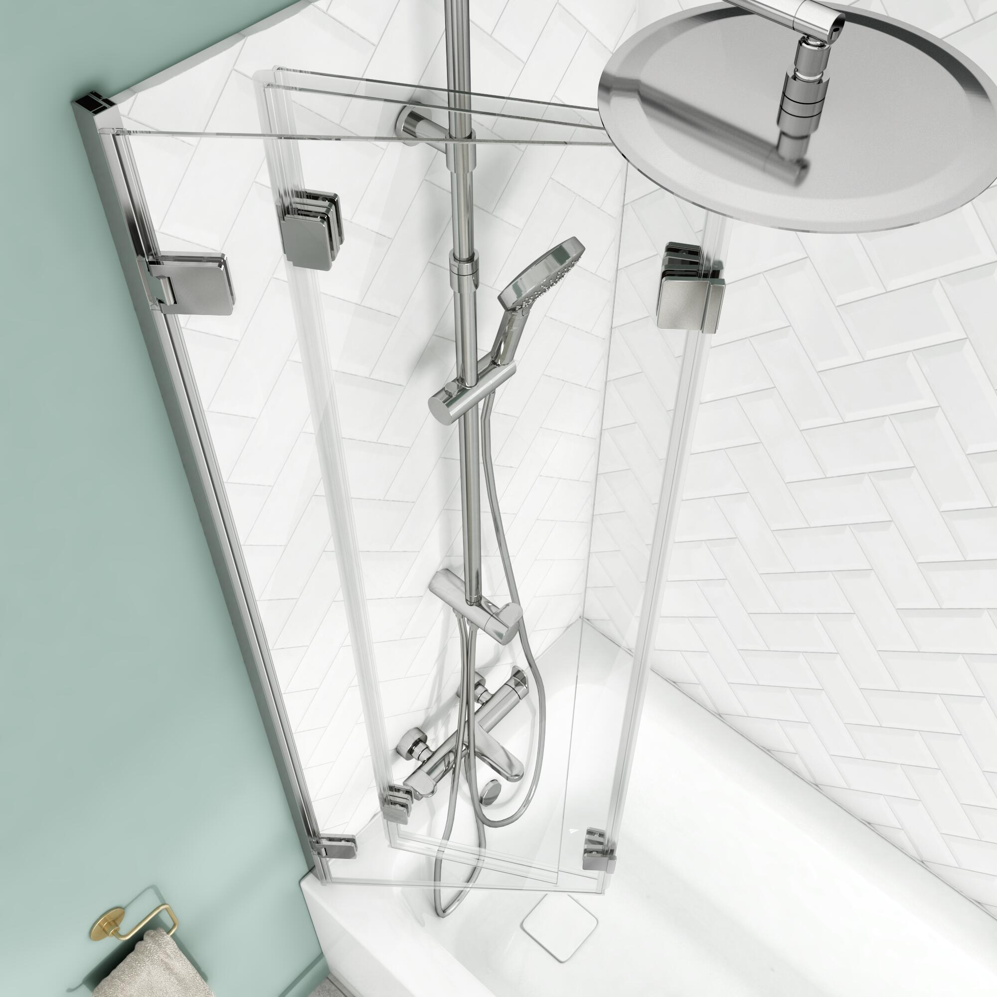 Pare-baignoire pliable transparent chromé, H.150 x l.120 cm Charm - 2