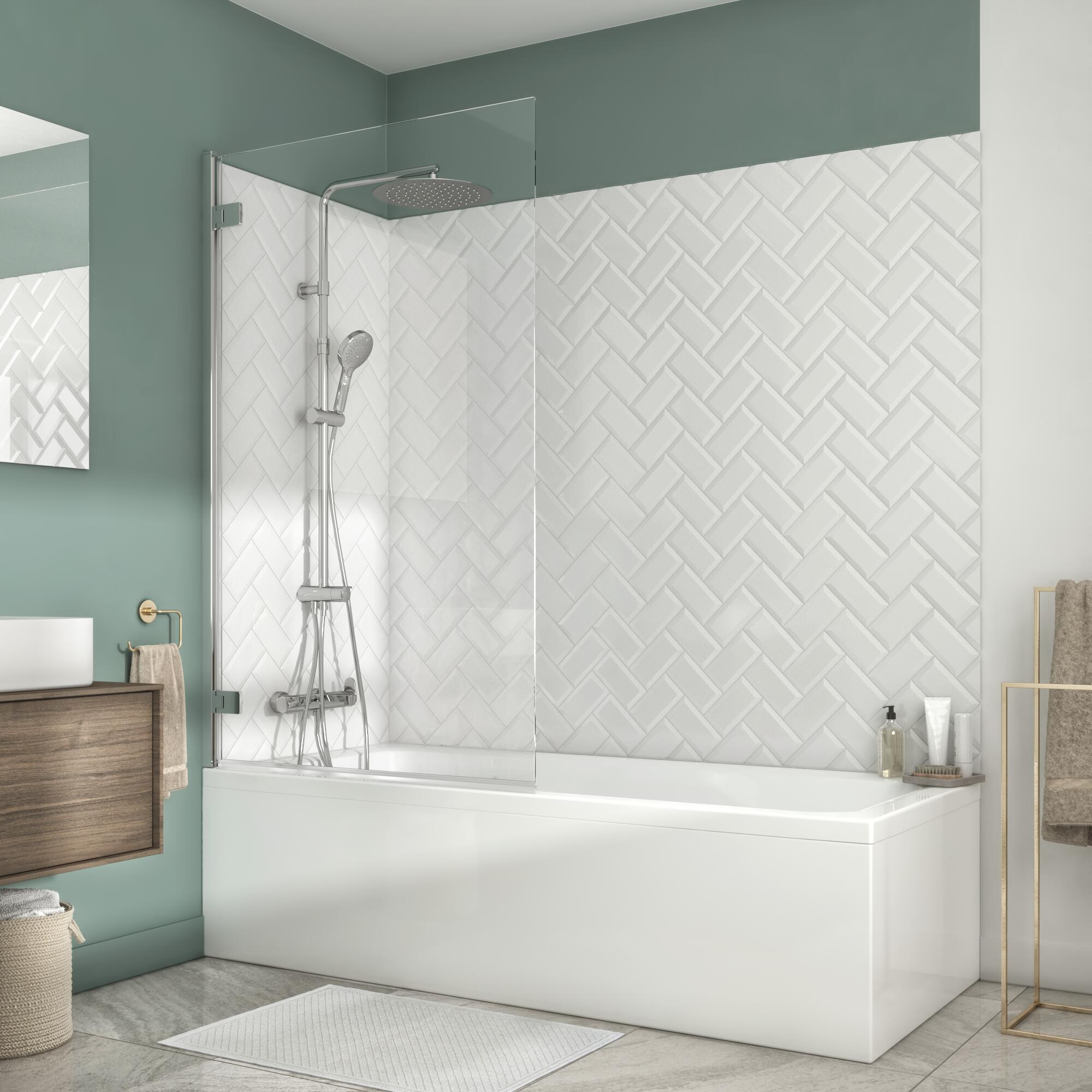 Pare-baignoire battant transparent chromé, H.150 x l.95 cm Charm - 2