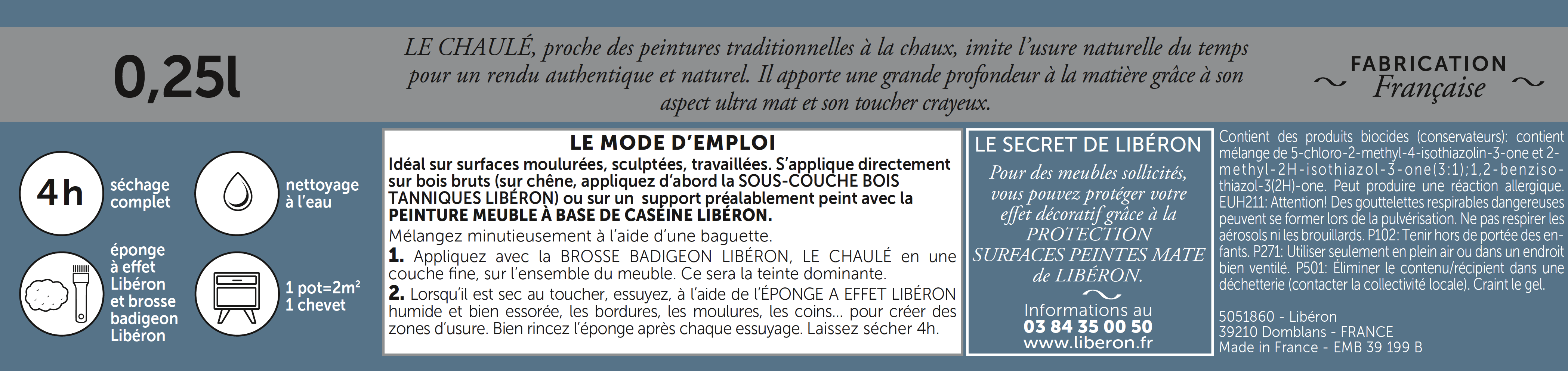Peinture meuble et objet Effet chaulé LIBÉRON bleu du nord mat 250ml - 4