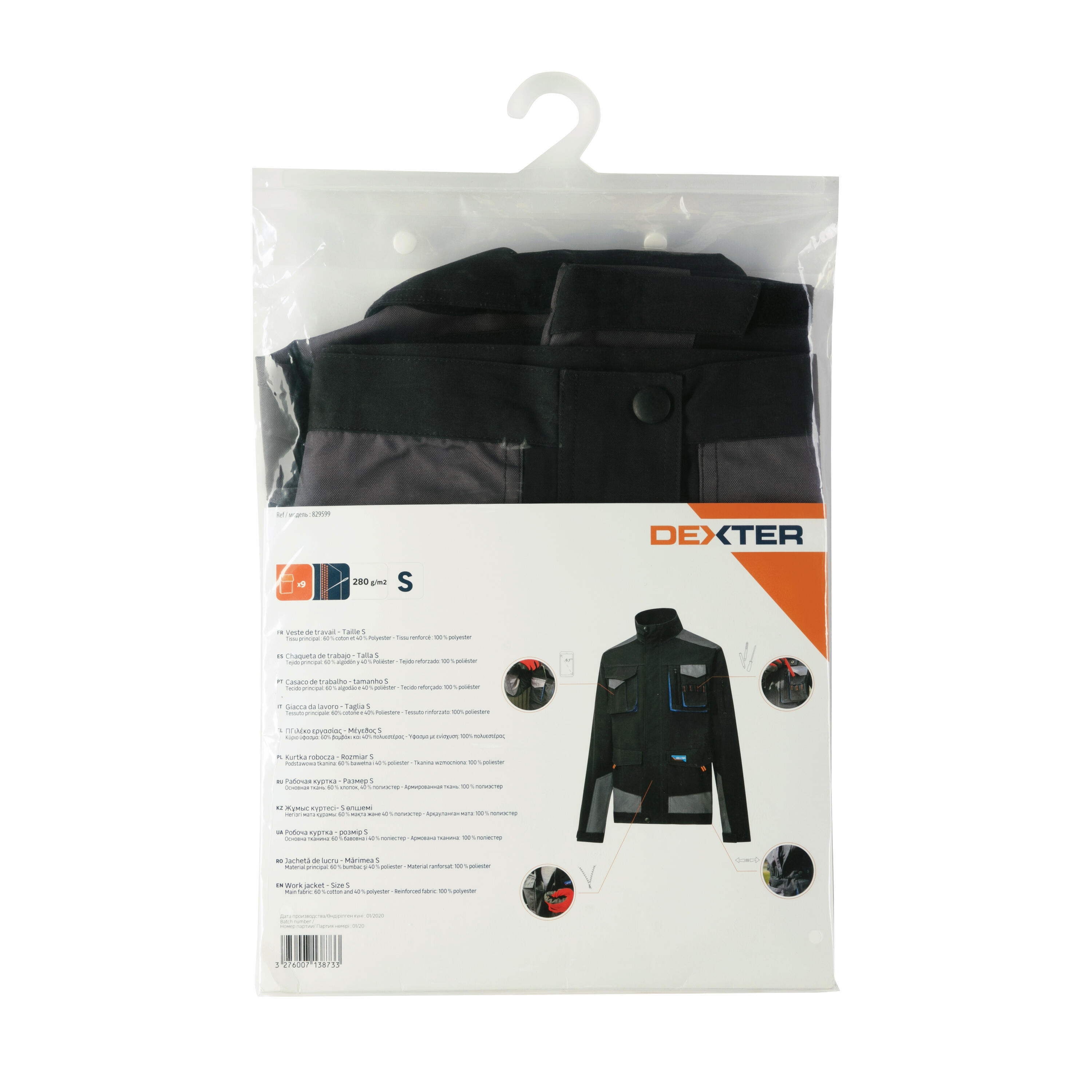 Veste de travail DEXTER noir / gris taille S - 12