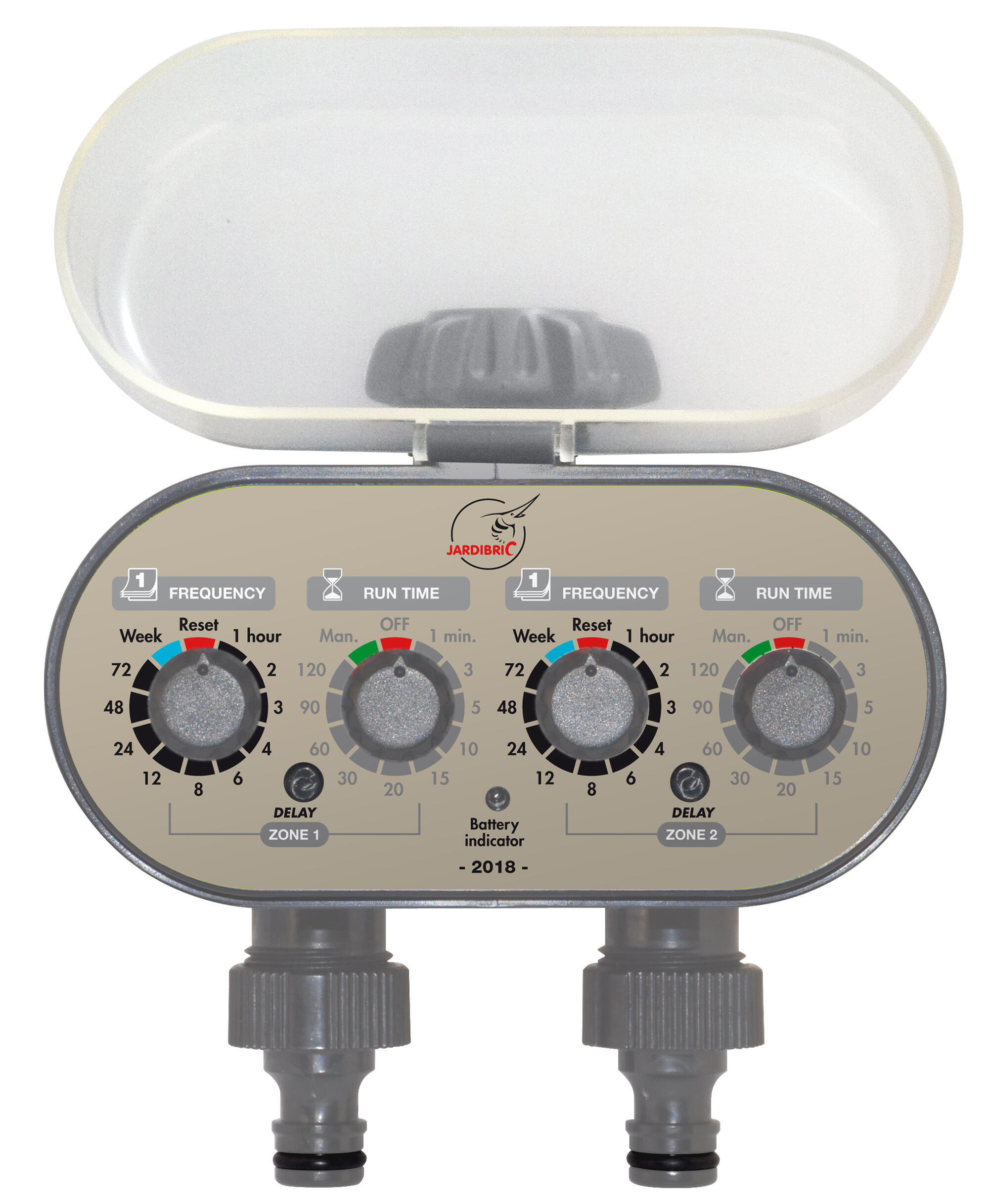 Programador de grifo jardibric 2 vías con sensor de lluvia