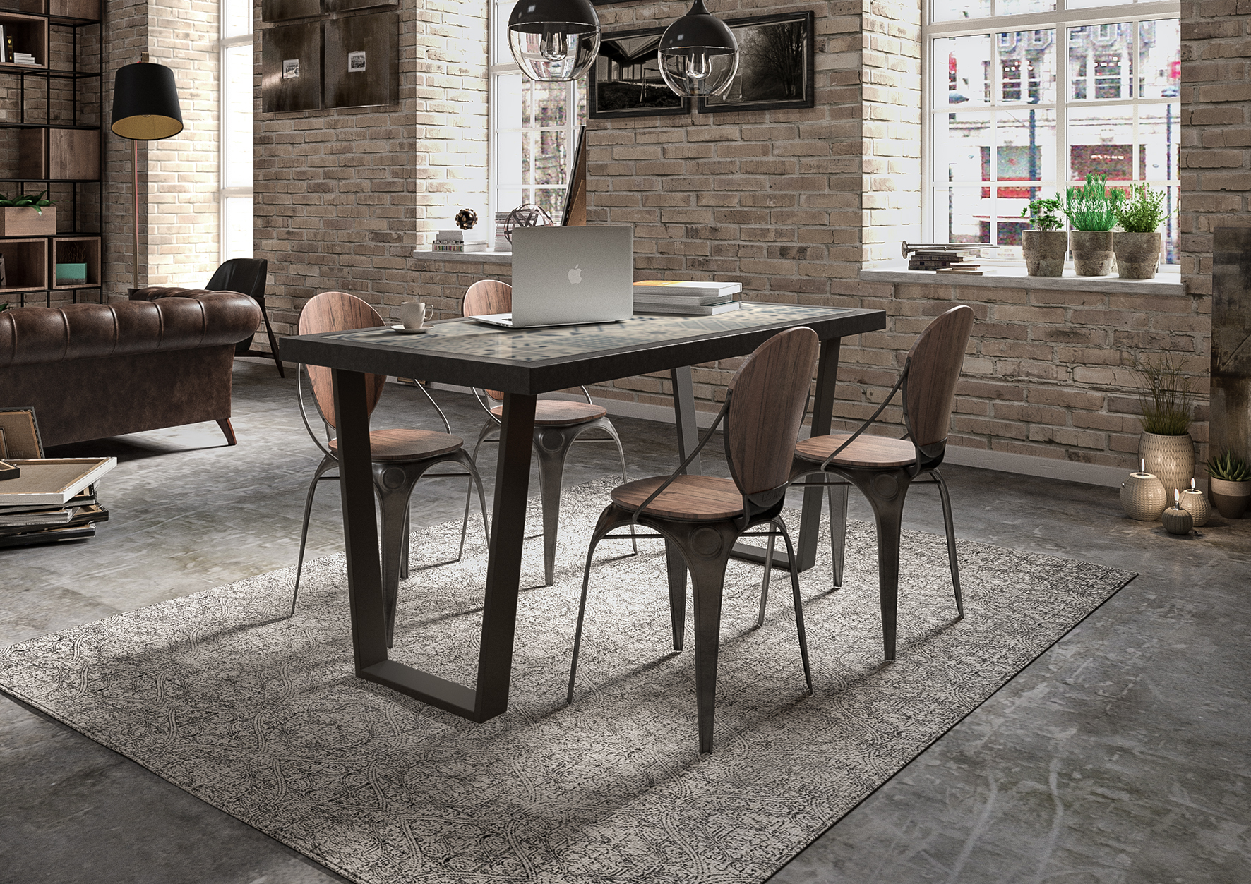 Pied de meuble REI fixe trapézoïdale, acier noir H.71 x l.8 cm - 2