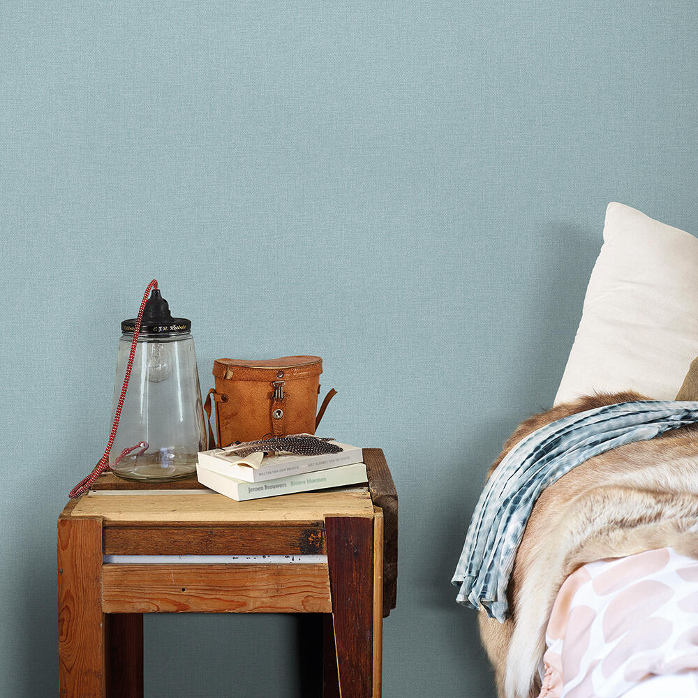 Papier peint intissé Textile mat INSPIRE bleu misty - 5