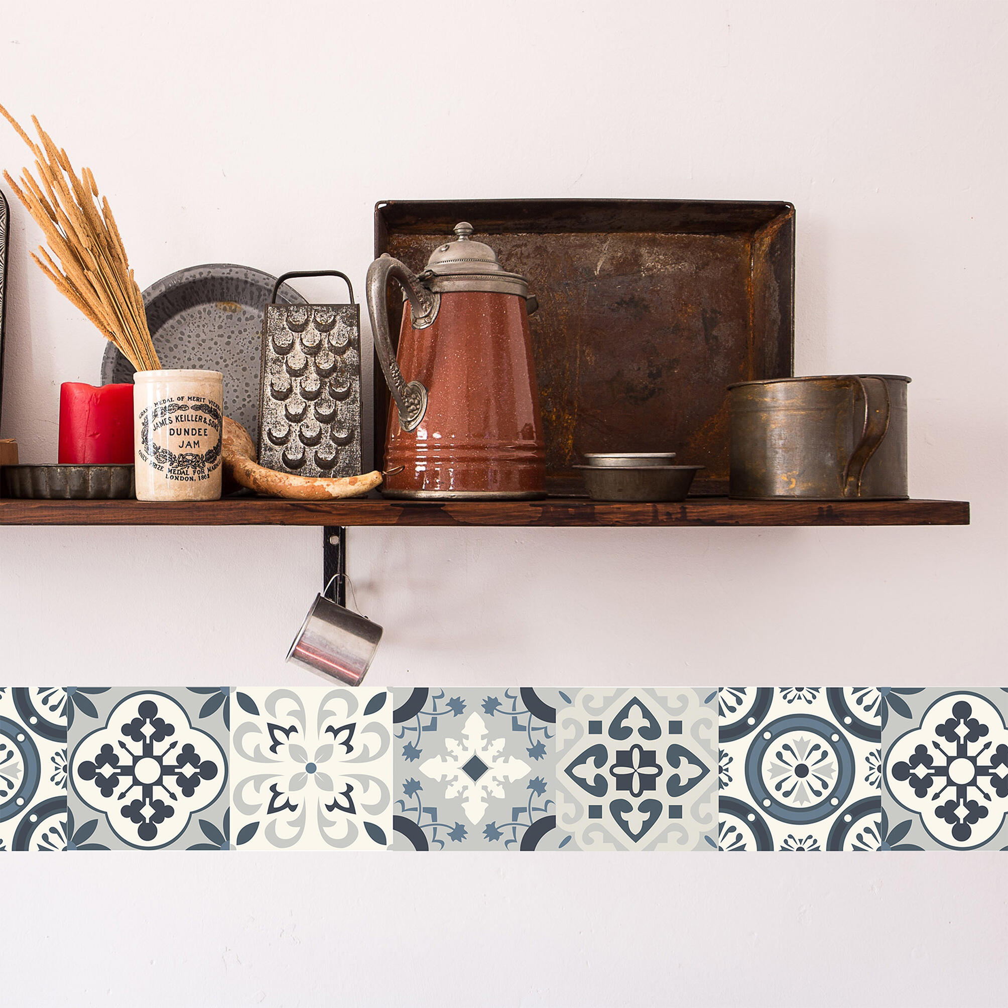 Cenefa adhesiva pvc lavable abstracto borgatella azul 15 cm x 3 m