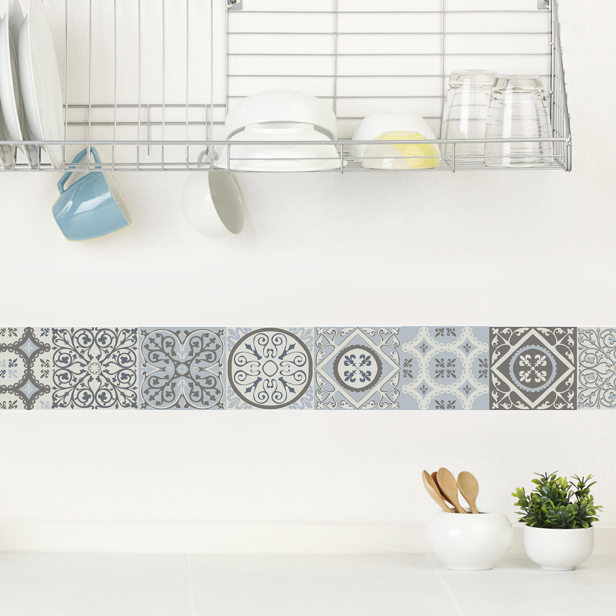 Cenefa adhesiva coimbra azul 15 cm