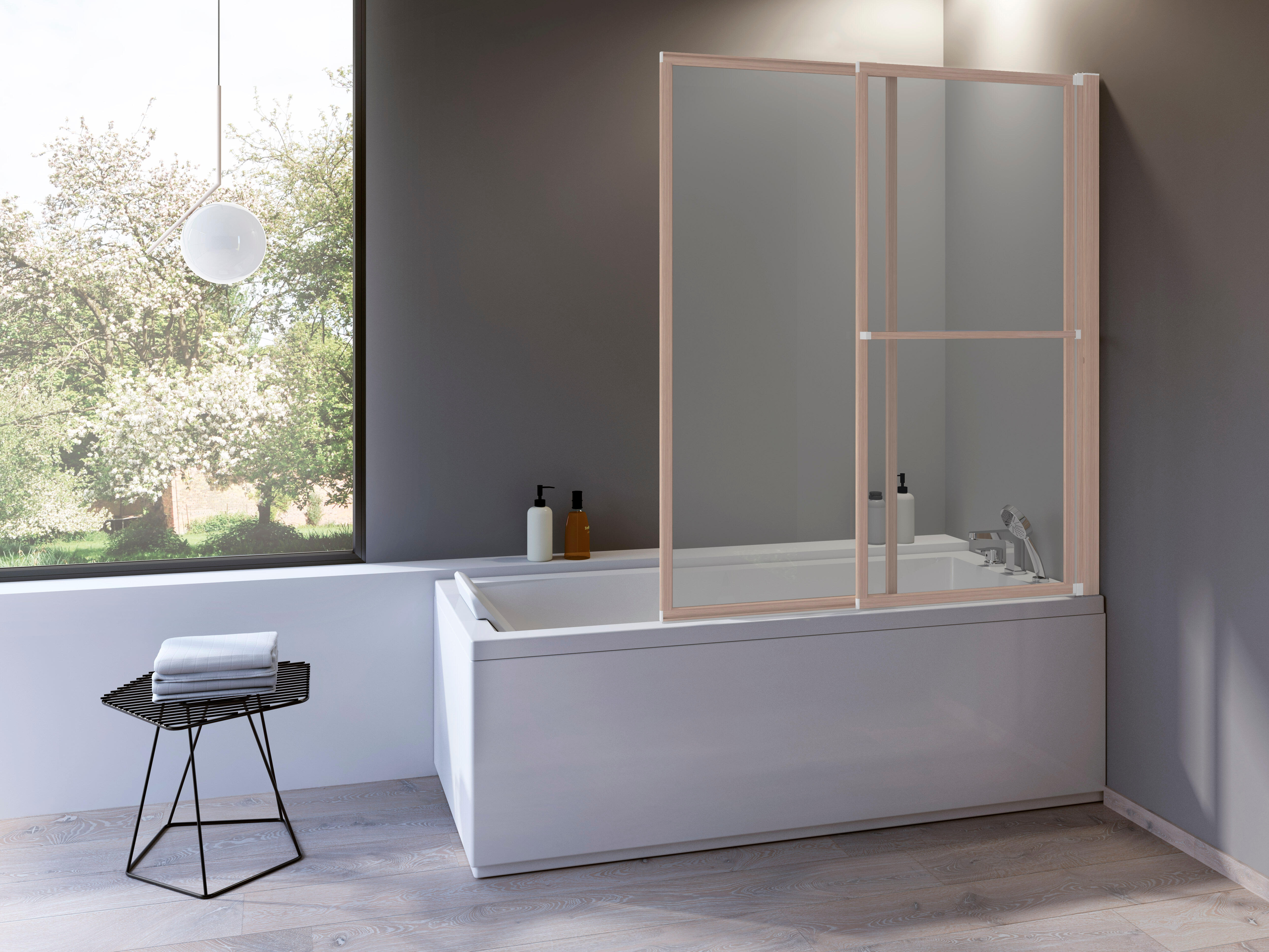 Pare-baignoire 2 volets pivotant relevable transparent H.140 x l.123cm Lift - 2