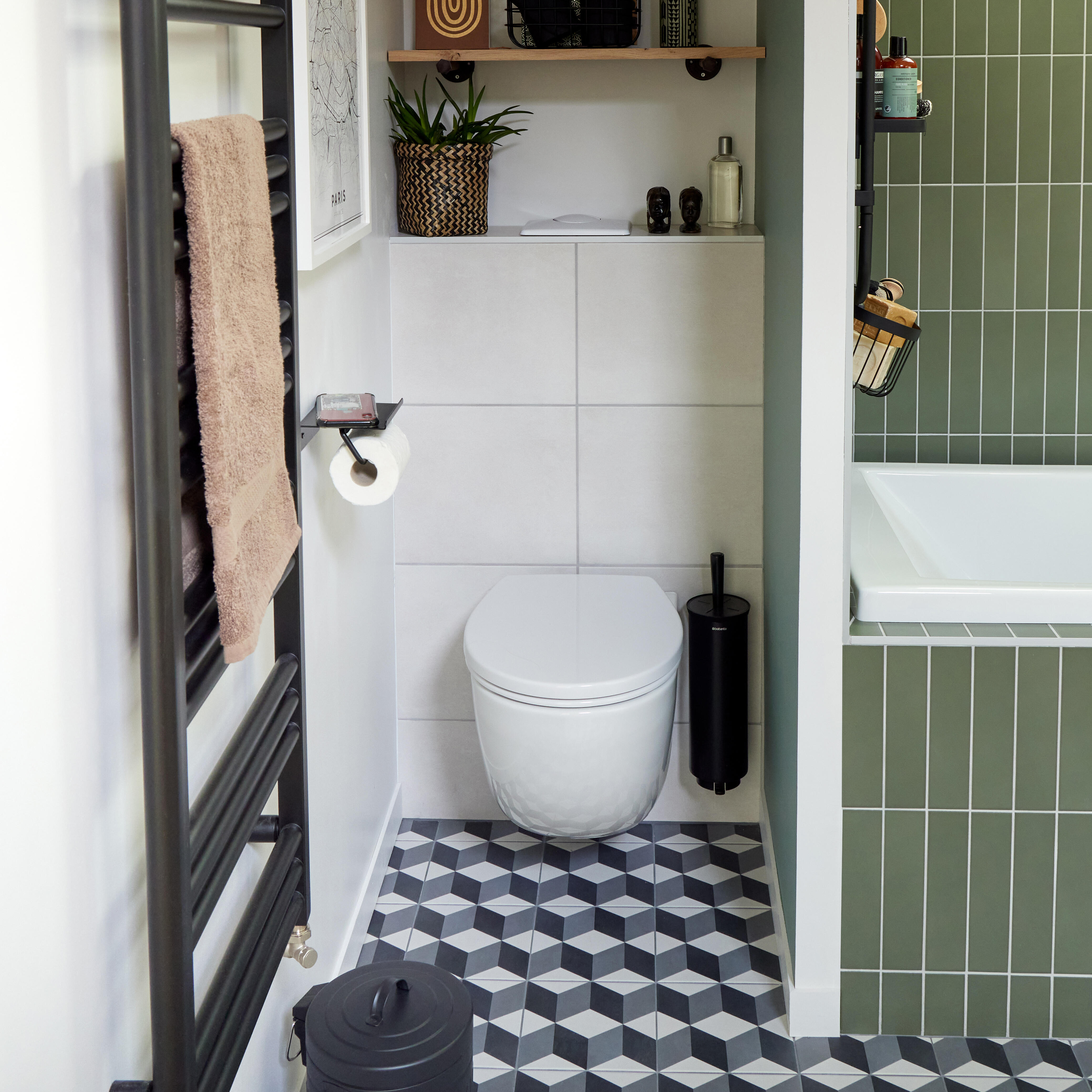 Panier en jonc de mer, Ethno zigzag, black n°0 - 5