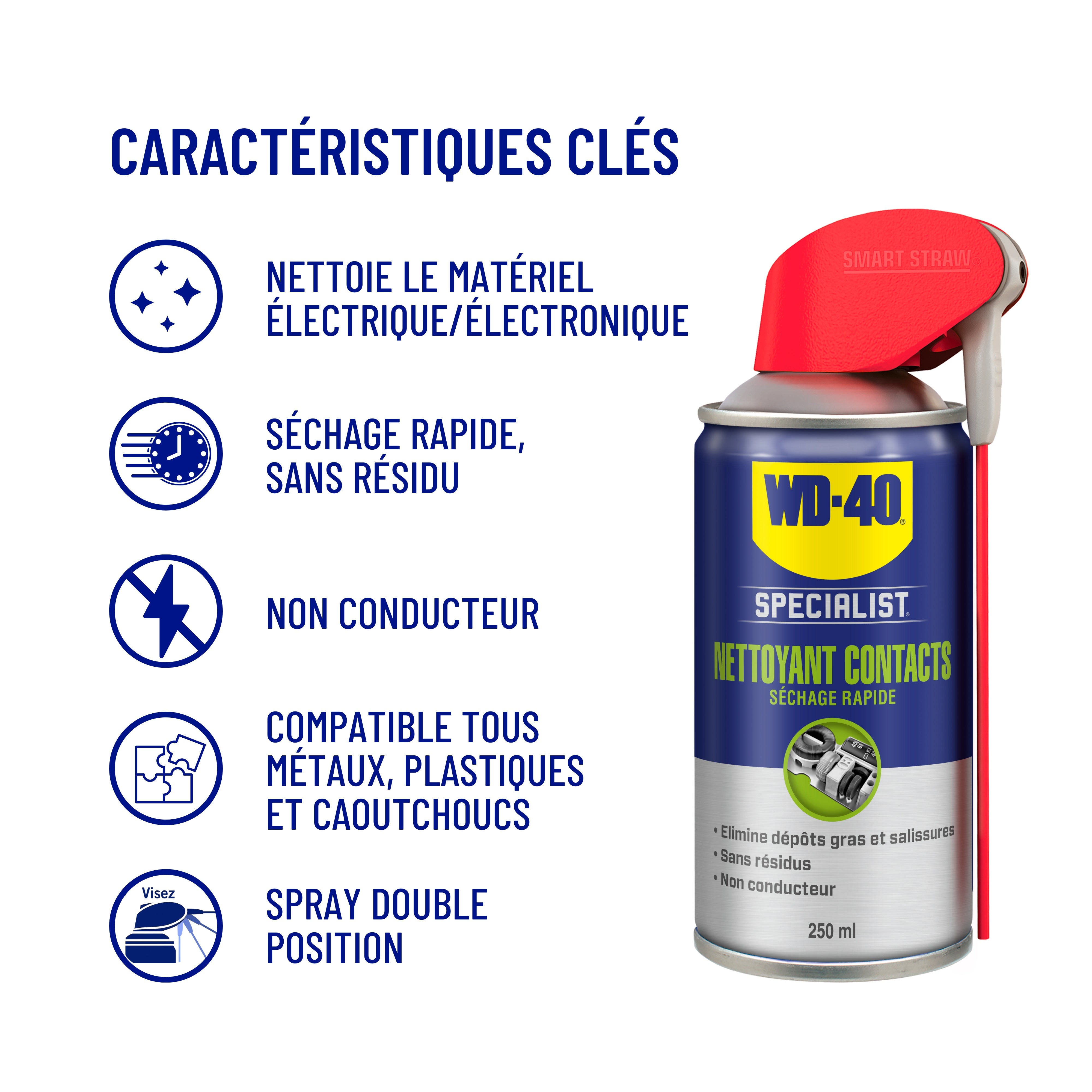 Nettoyant contacts électriques WD-40 en aérosol 250 ml - 2