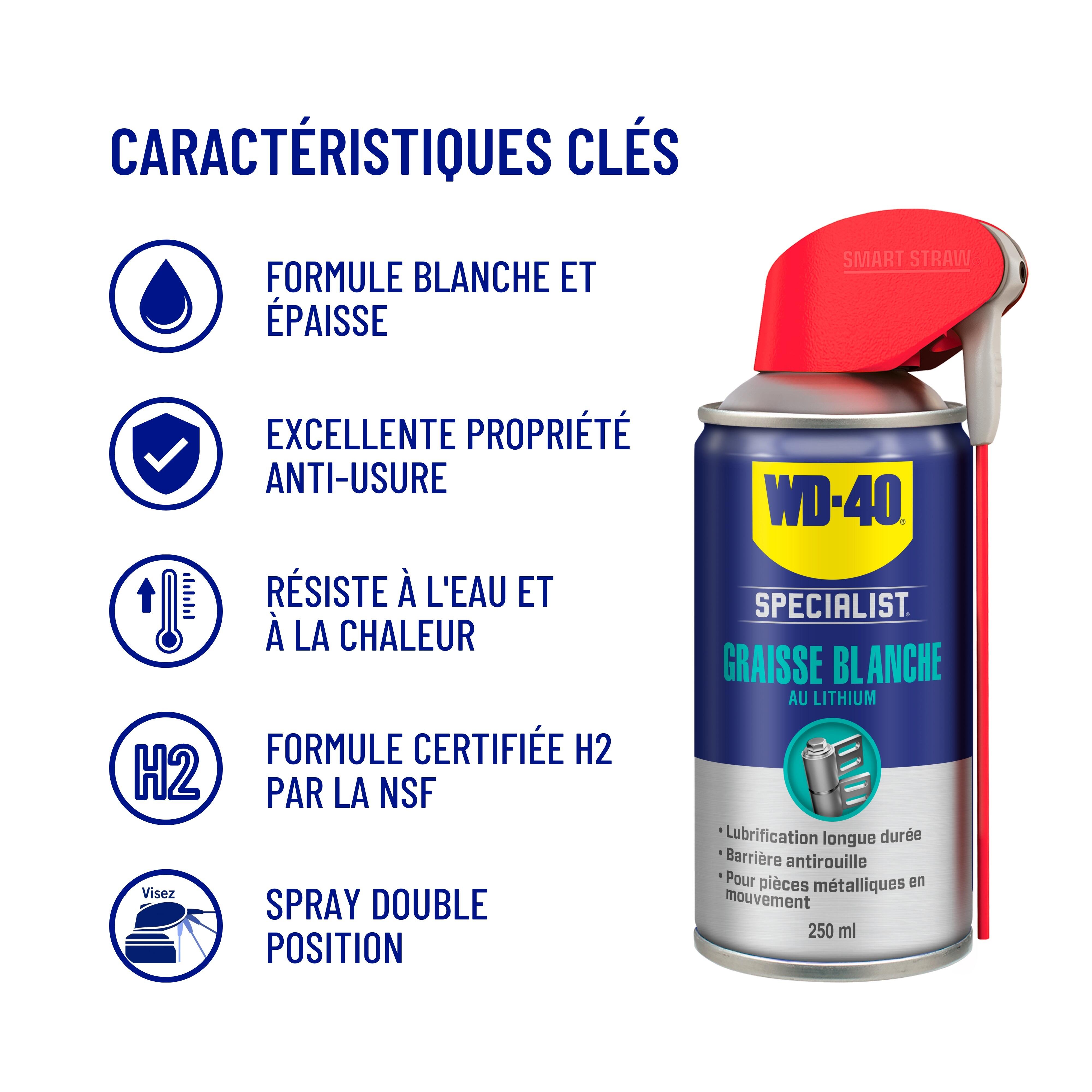 Graisse blanche, WD-40 en aérosol 250 ml - 2
