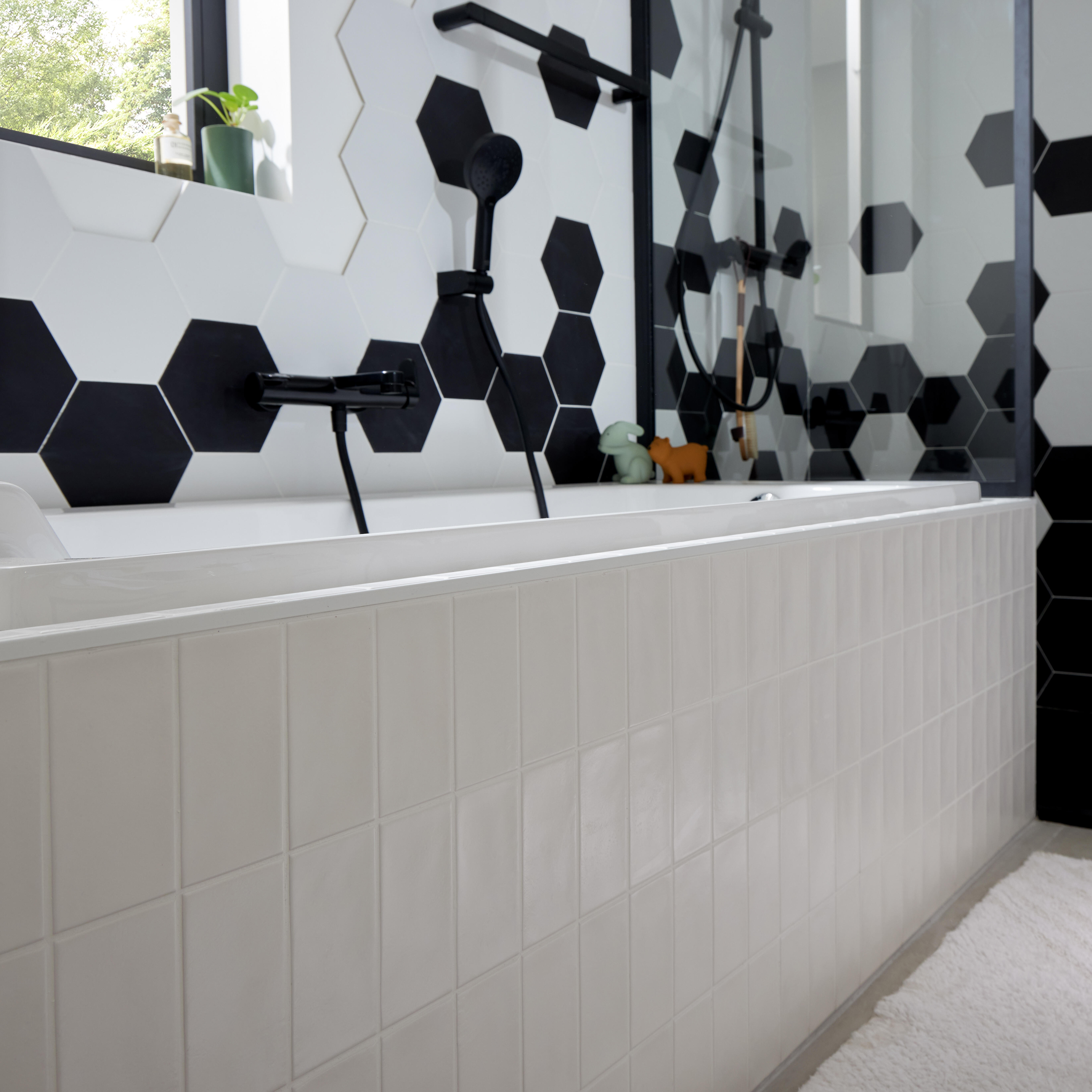 Pare-baignoire fixe transparent noir, H.155 x l.80 cm Unik - 4