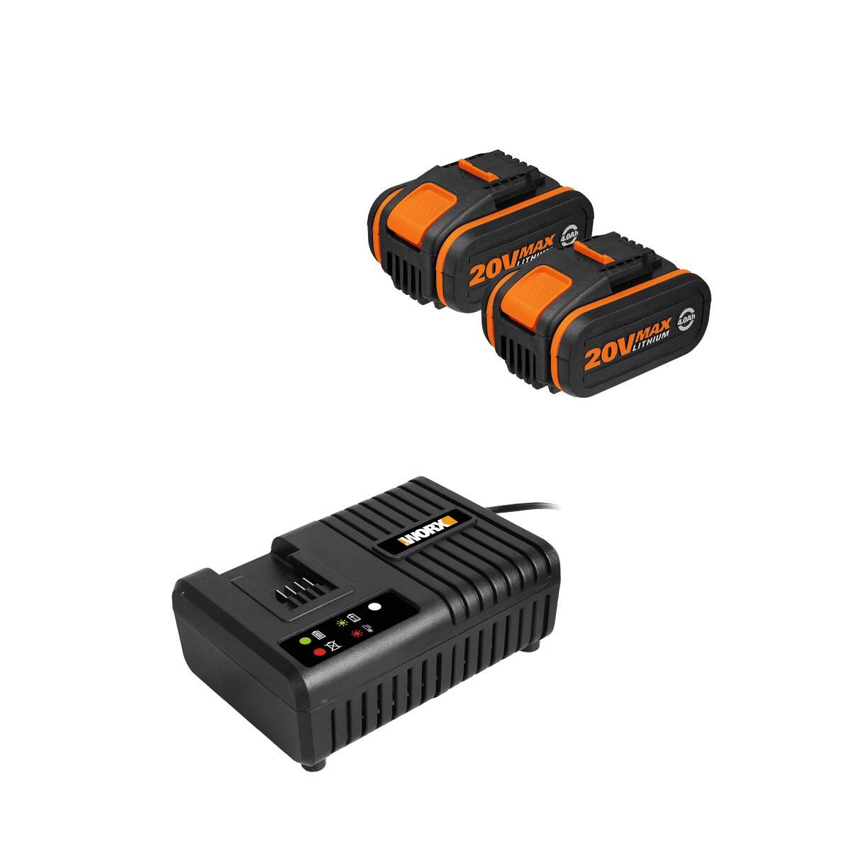Pack Carregador + 2 baterias CARREGADOR DUPLO 40V + 2 BATERIAS 4AH WA3611 - 11