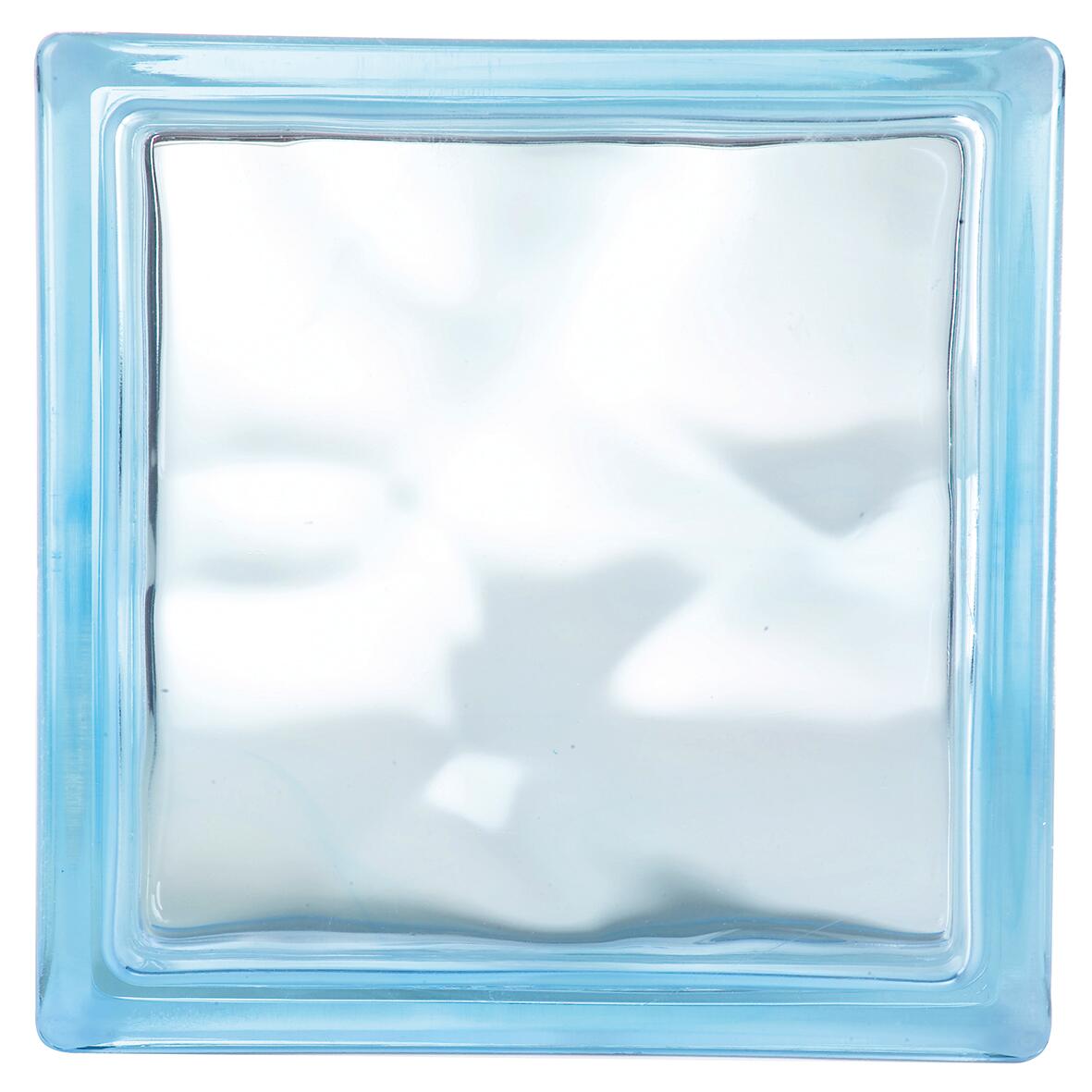 Brique de verre, bleu ciel ondulé brillant - 2