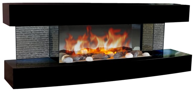 Chemin'Arte Cheminée électrique Murale Lounge Noire 120 cm, Effet flamme LED