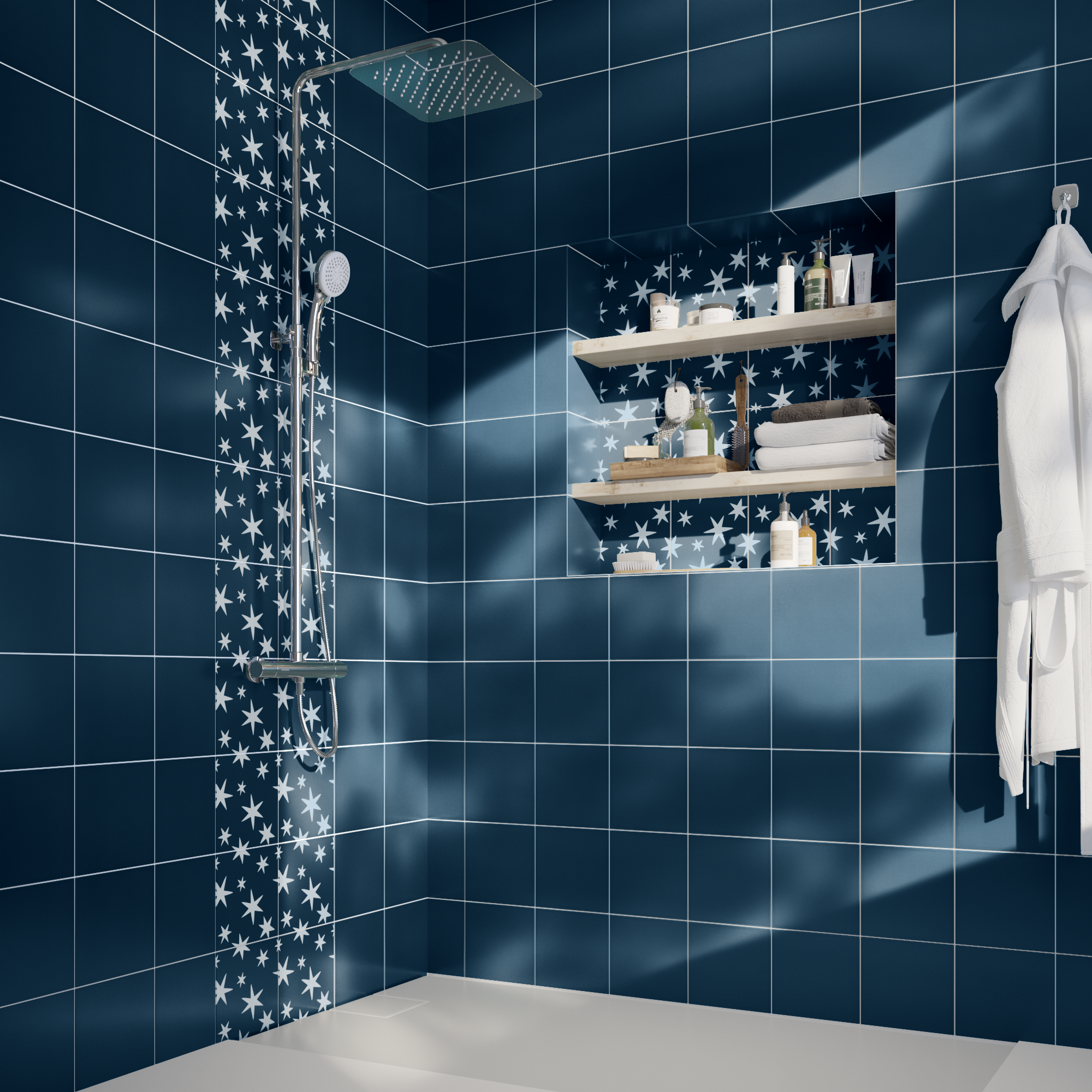 Mosaïque En Verre Bleu Foncé Anti-dérapant – 10 Nattes Pour Piscine Ou Salle De Bain