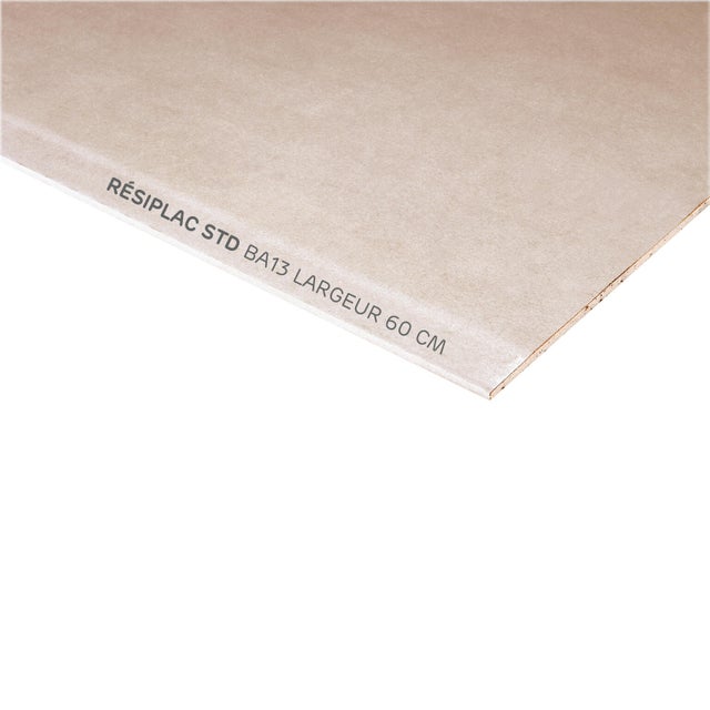 Plaque de plâtre BA 13 H.250 x l.60 cm, standard RESIPLAC
