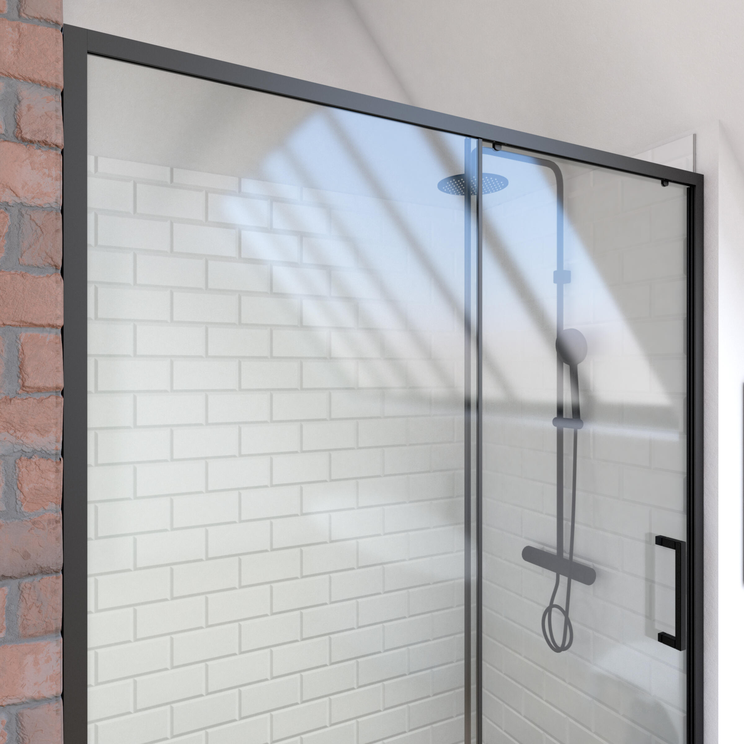 Porte de douche noir L.120 cm Factory - 2