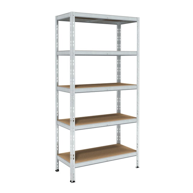 Scaffale in kit 5 ripiani Pokerino L 90 x P 40 x H 180 cm argentato, portata per ripiano 175 kg