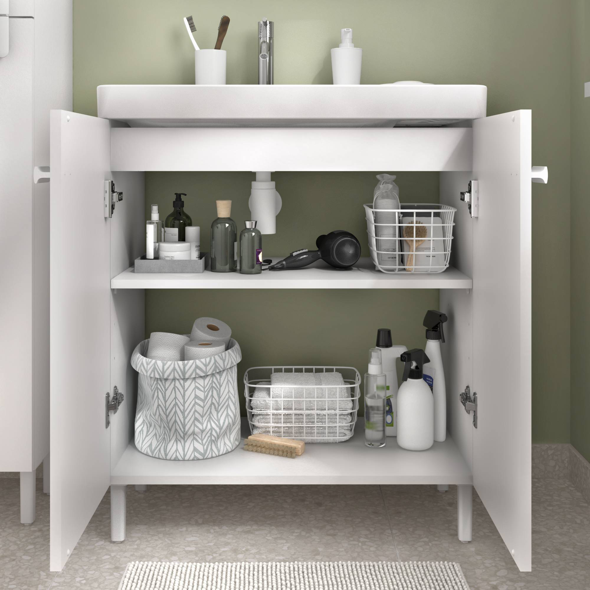 Móvel de casa de banho 70x40x70 cm 2 portas branco mate Sensea Easy - 15