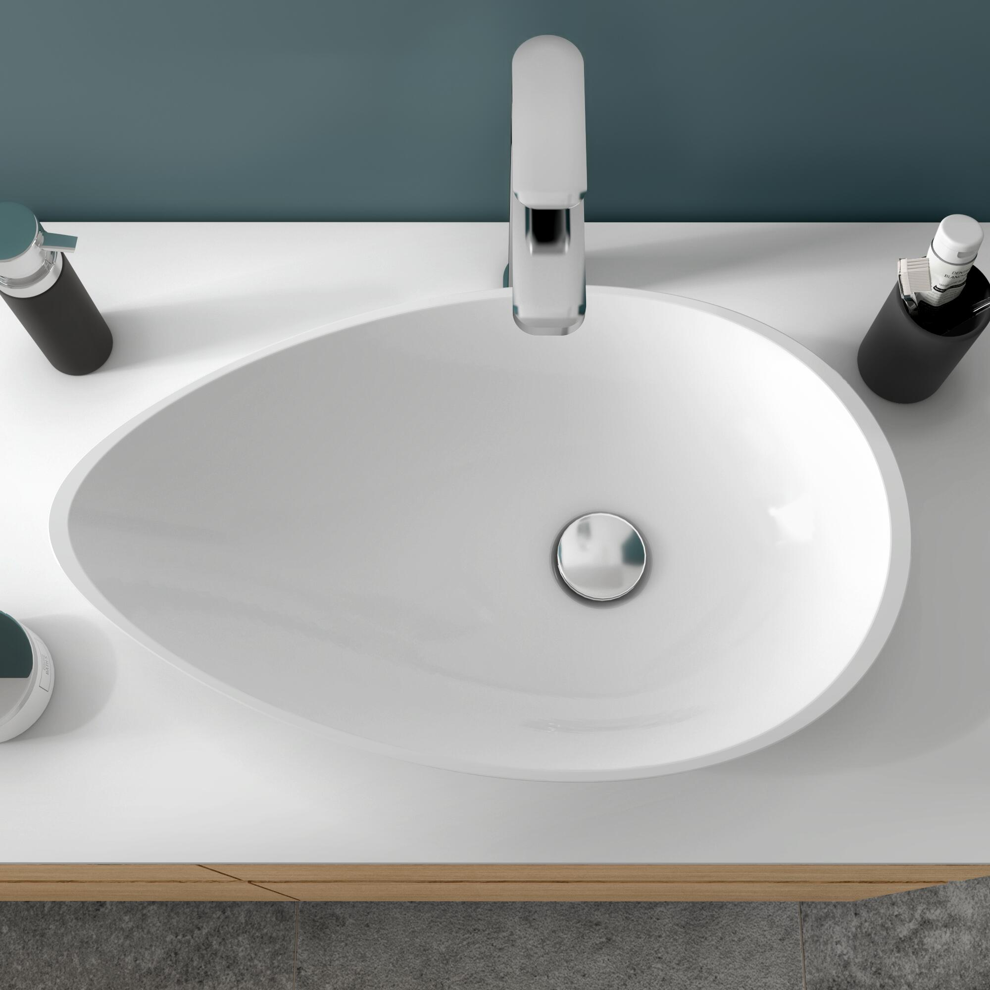 Lavatório de pousar SHILA OVAL 56,1X12,2X33,8CM BRANCO BRILHO - 8