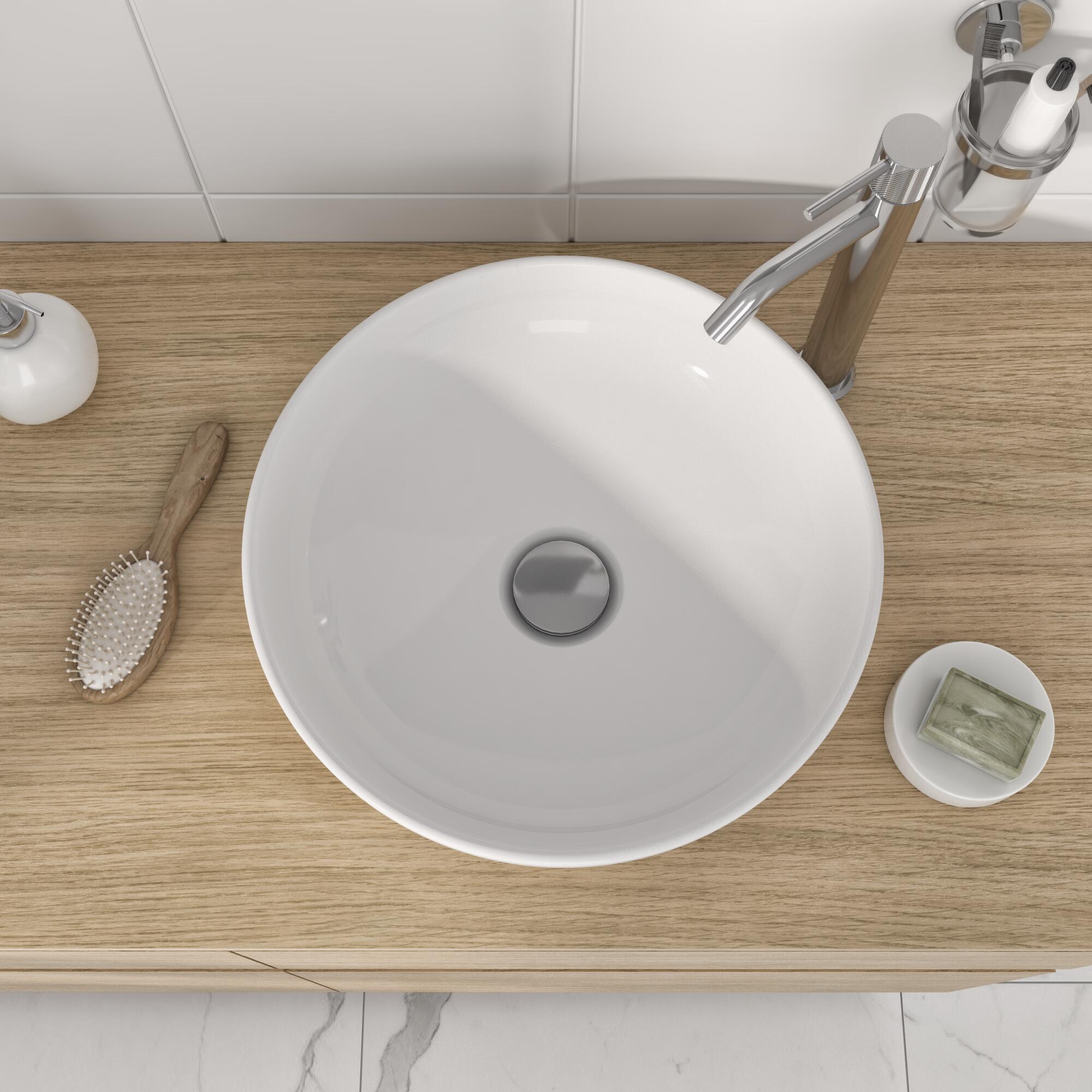 Lavatório de pousar D38x12.5 cm branco Sensea Essencial - 9