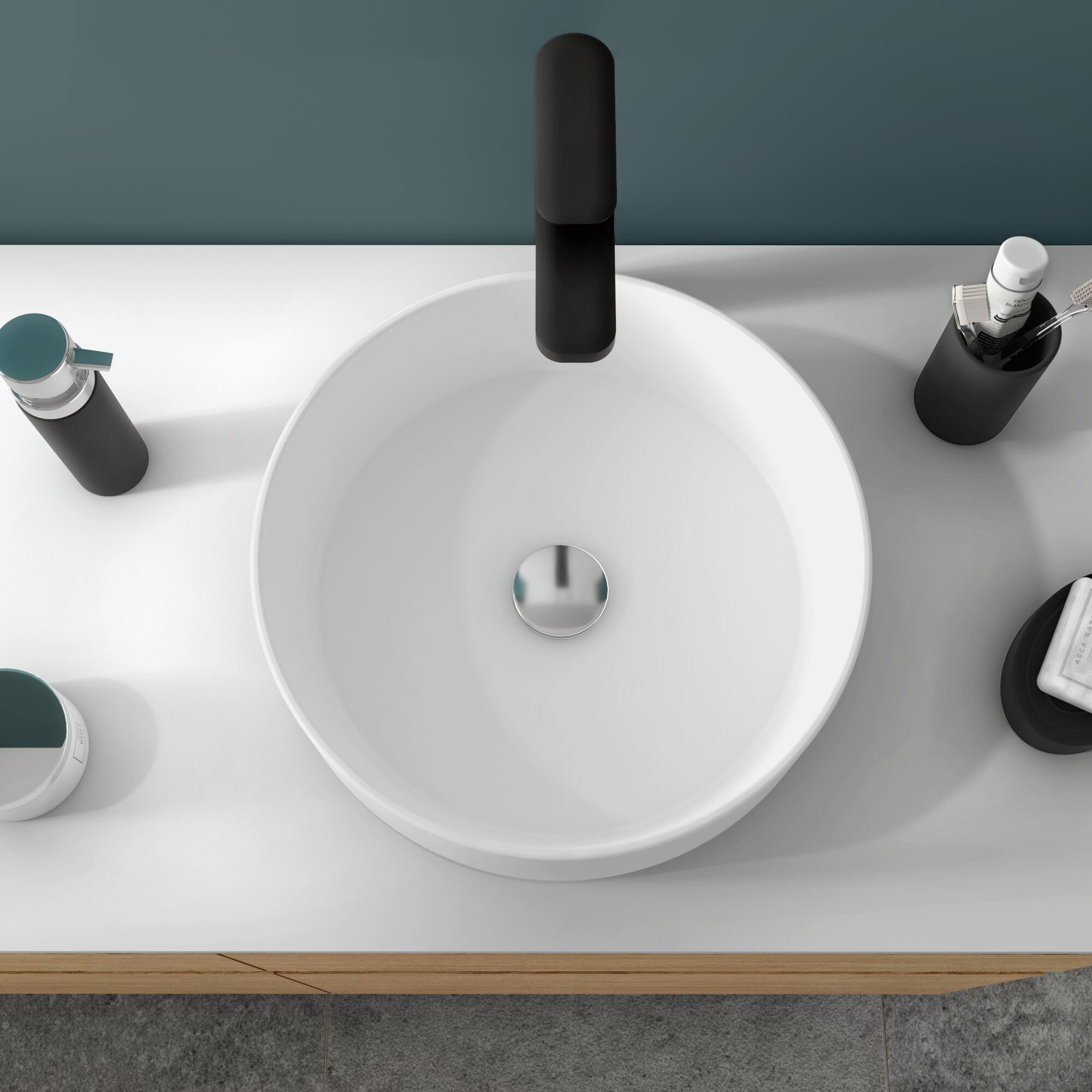 Vasque à poser porcelaine rond Andora Diam.37 cm blanc mat - 5