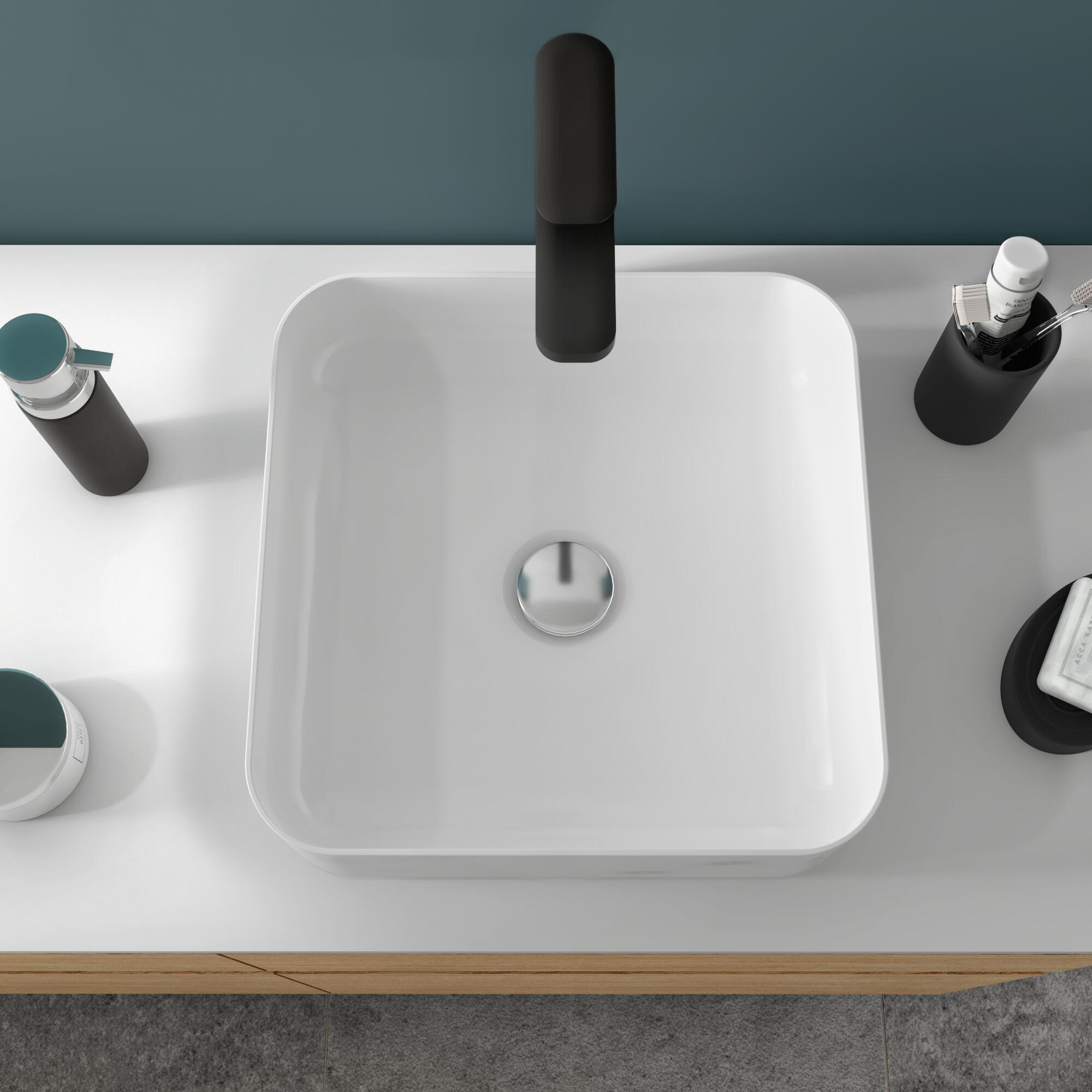 Vasque à poser céramique carré Studio l.36 x P.36 cm blanc brillant - 3