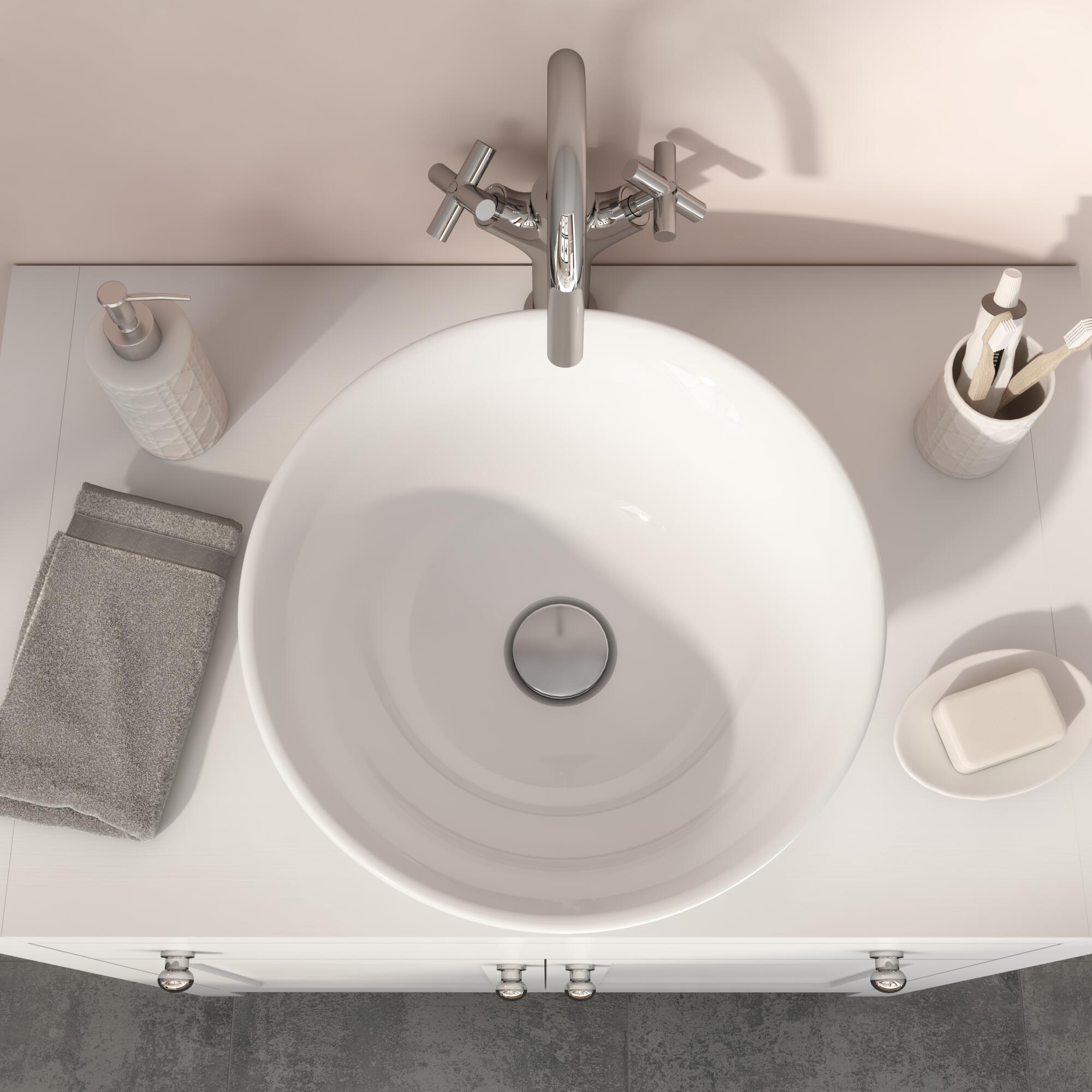 Vasque à poser céramique rond Charm Diam.38 cm blanc brillant - 5